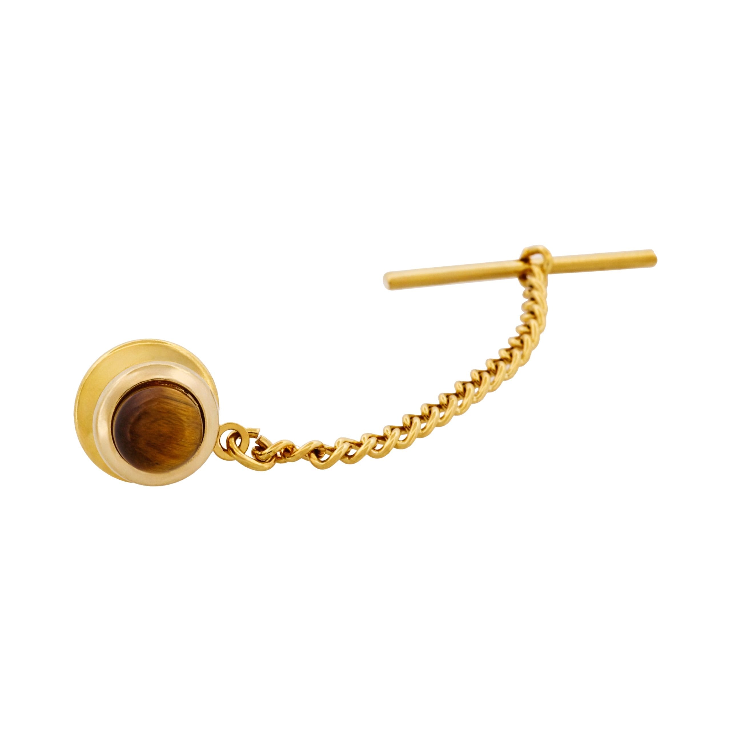 Gold Plated & Tiger Eye Tie Tak