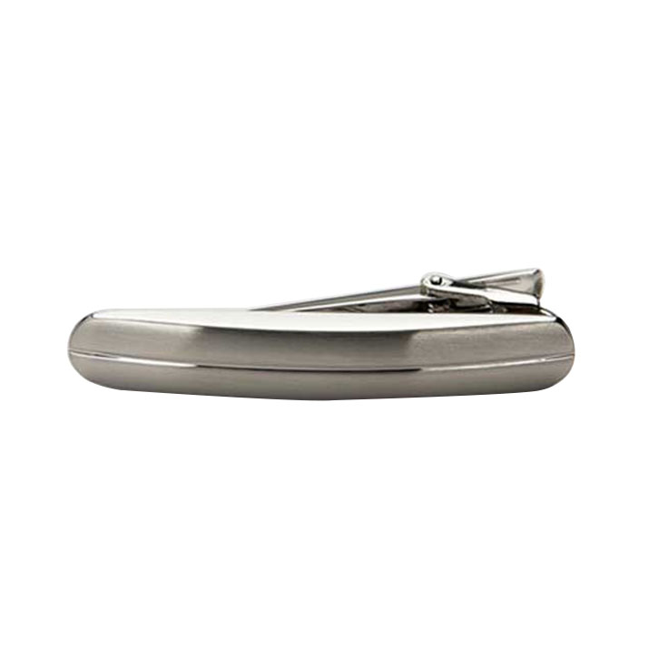 Brushed Rhodium Plated Tie Clip