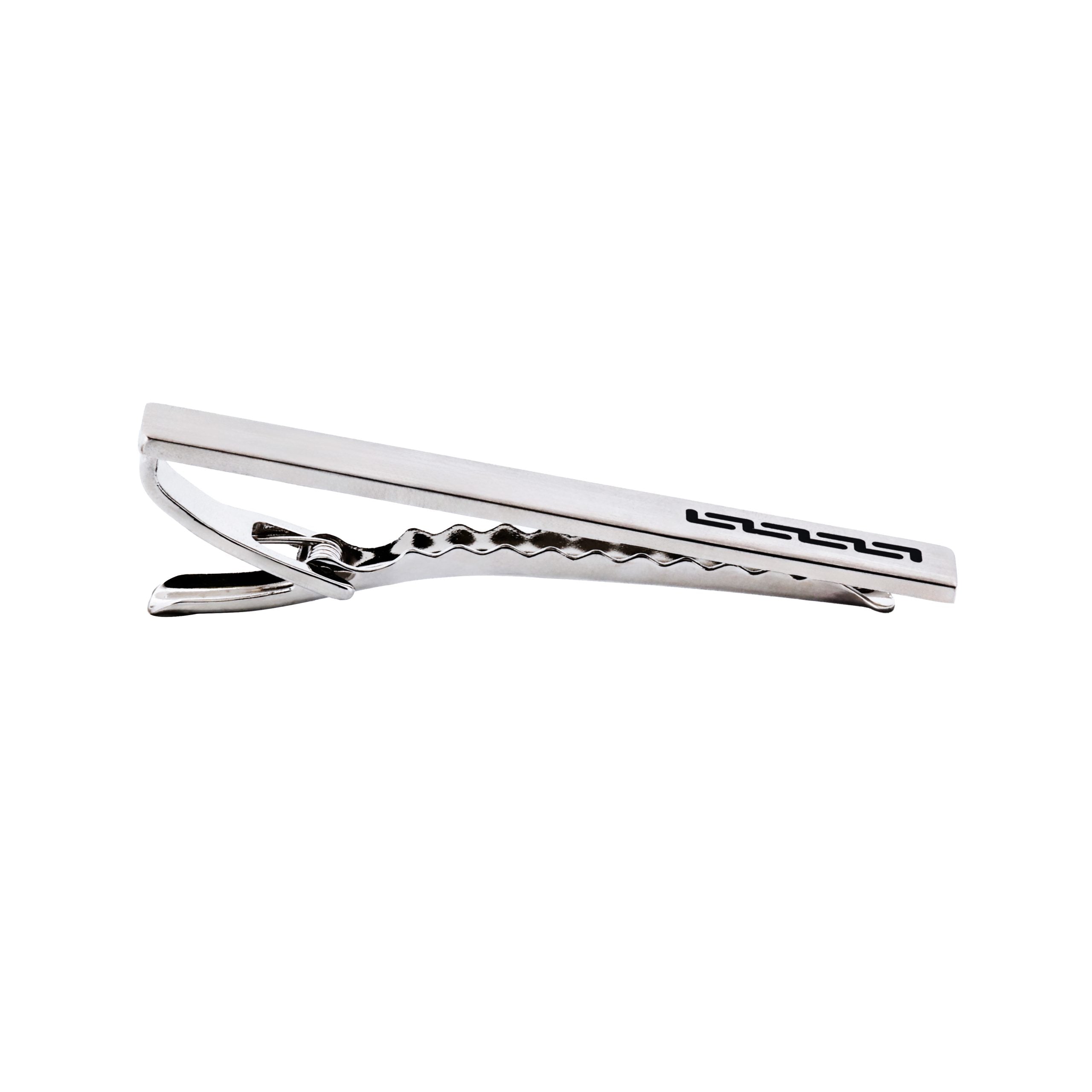 Rhodium plated Black Printed Tie Bar
