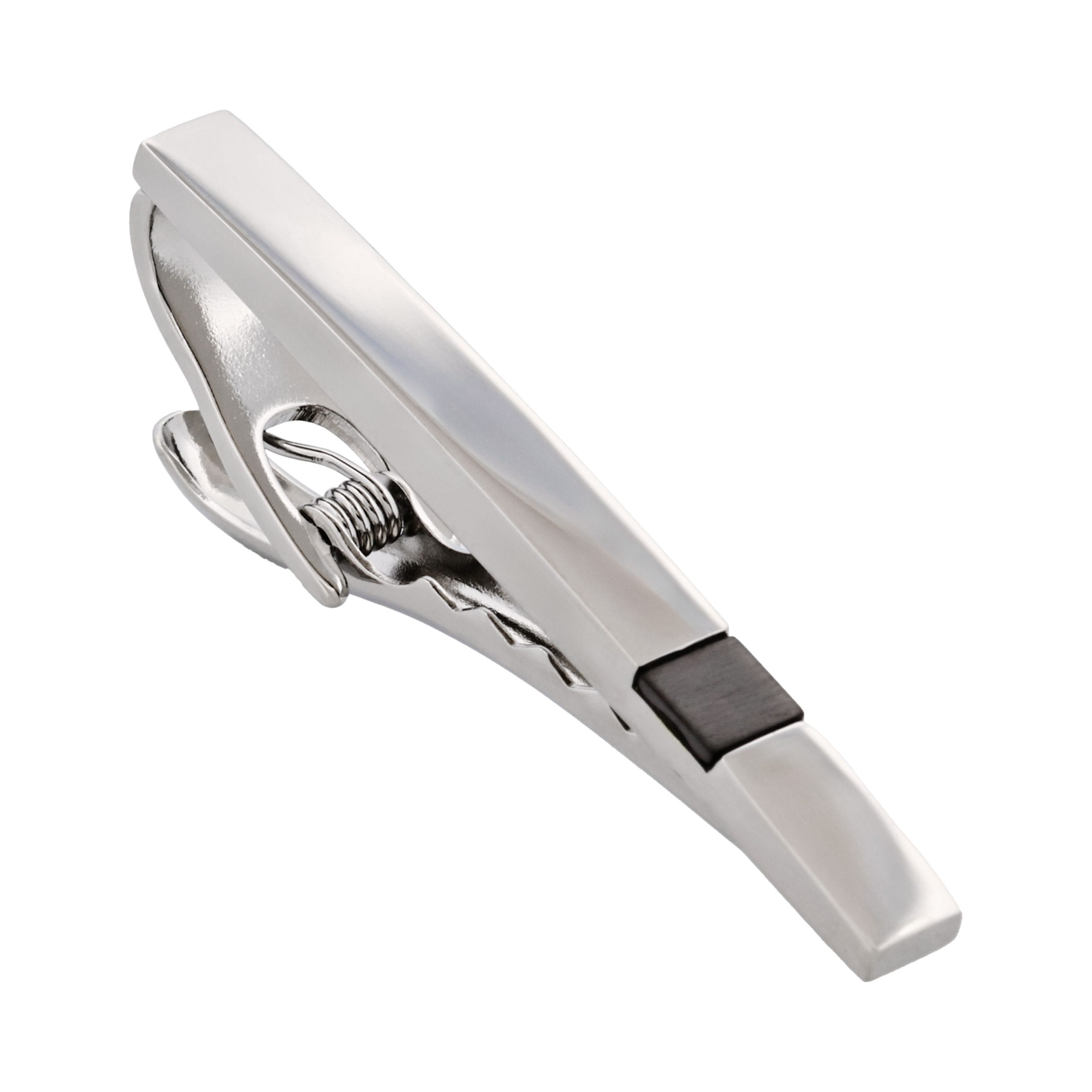 Polished Rhodium & Gun Metal Plated Tie Clip