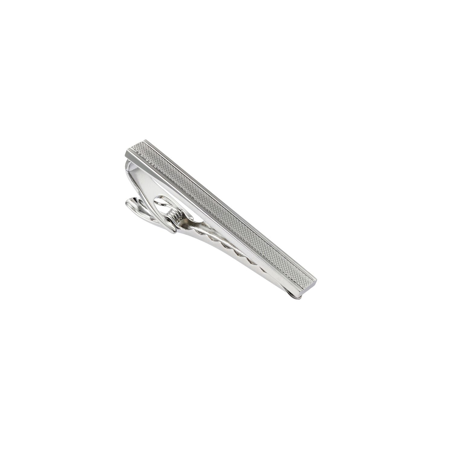 Rhodium Patterned Tie Bar 50mm