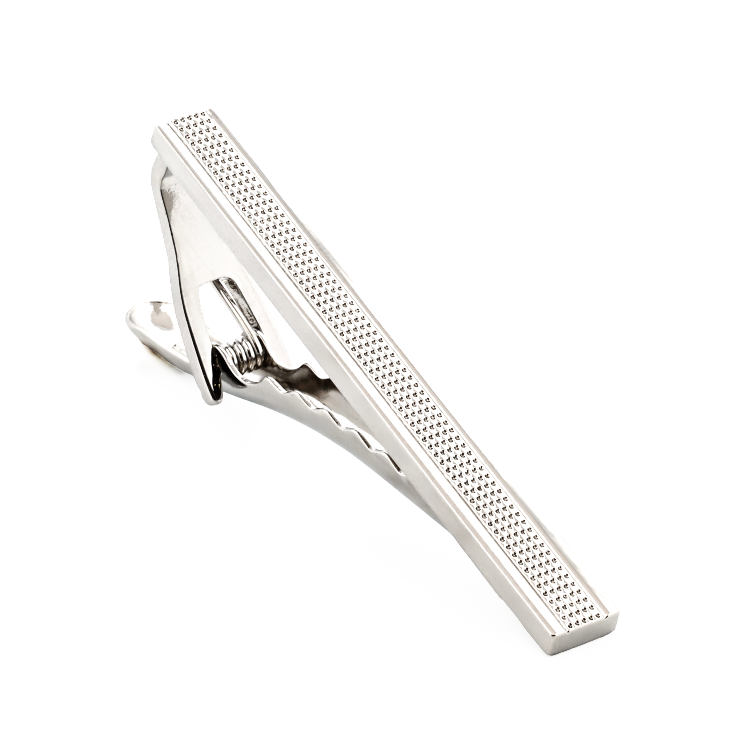 Rhodium Patterned Tie Bar 50mm