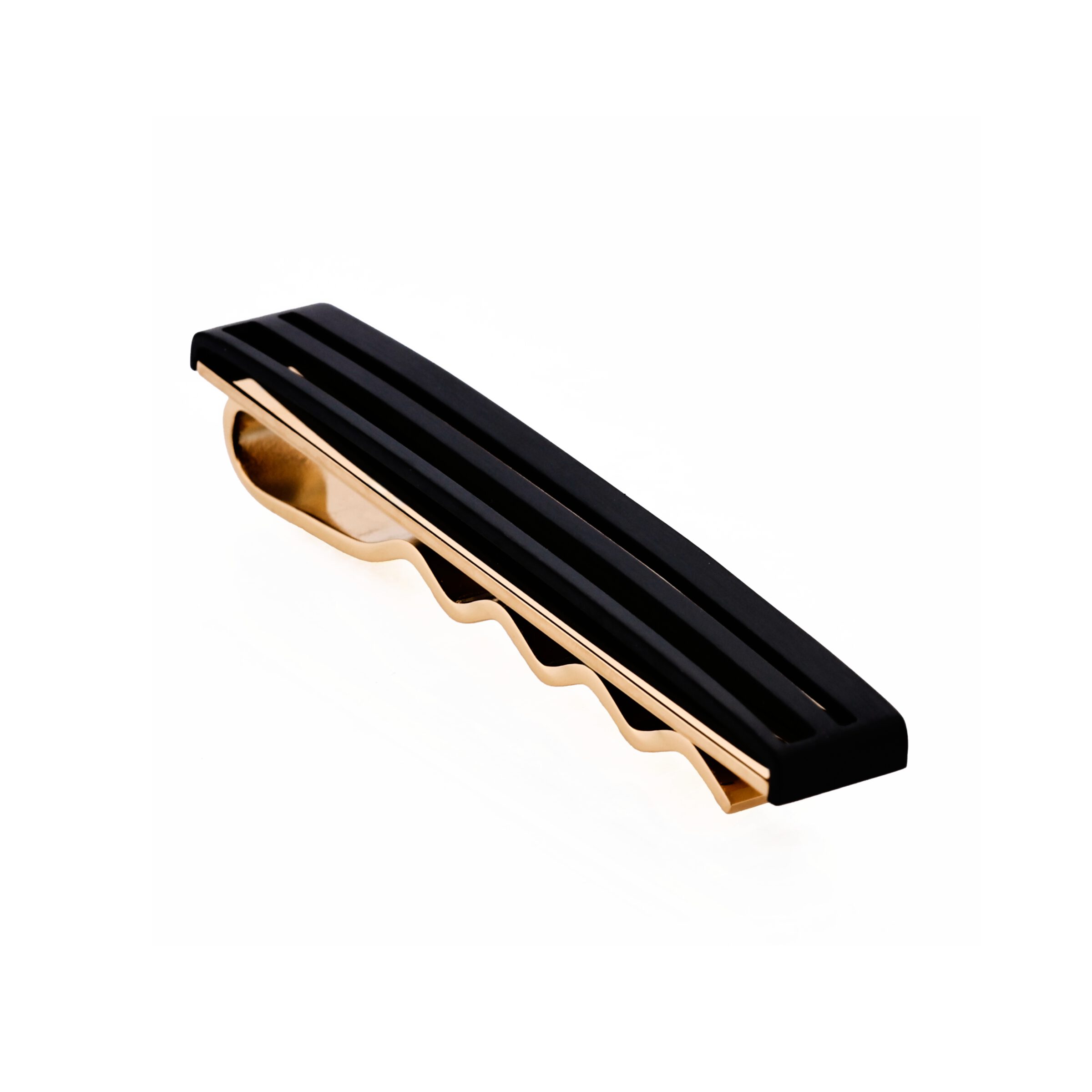 Stainless SteelIon Plated Gold & Black Double Layer Tie Slide