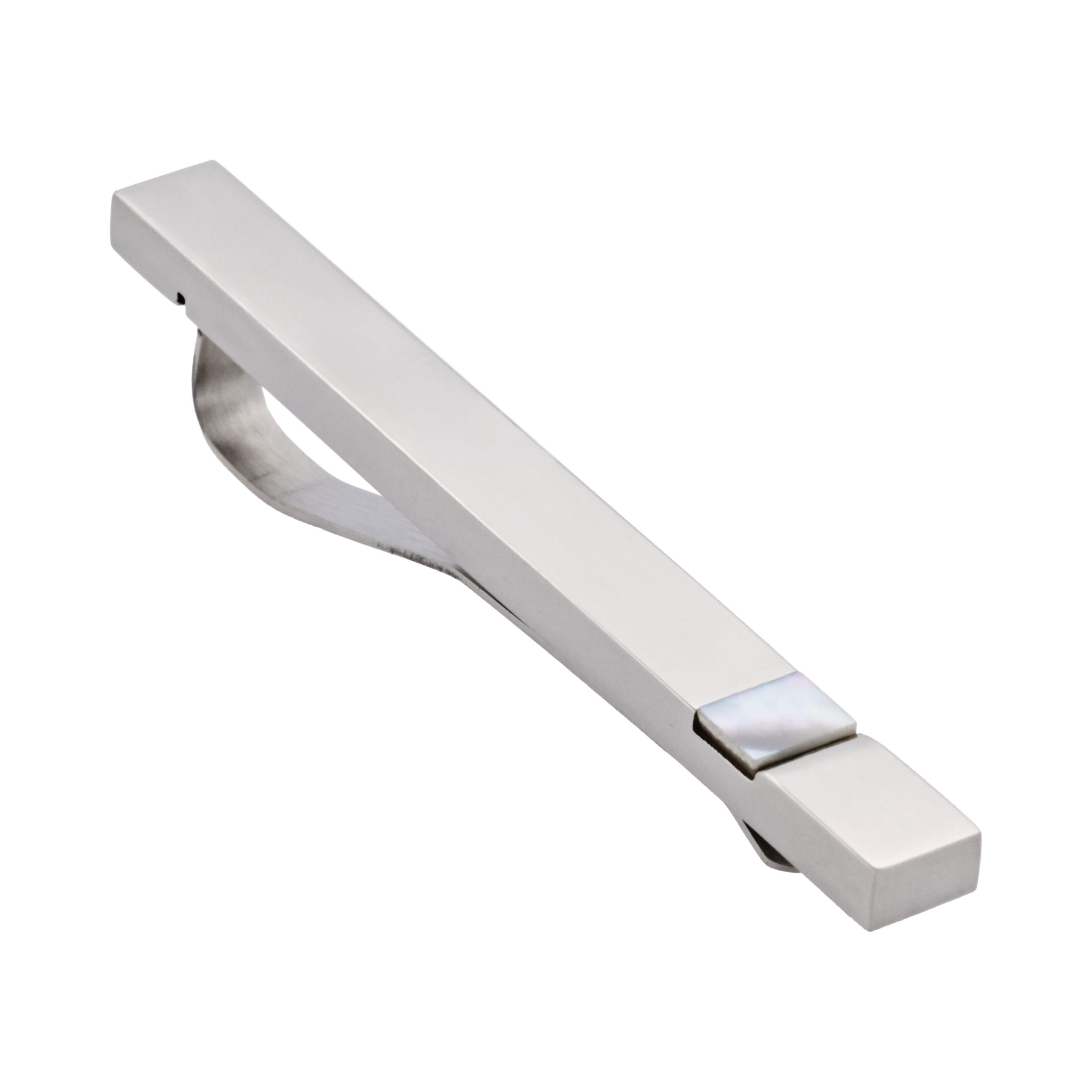 Polished Stainless Steel and Mother of Pearl Tie Slide 50MM