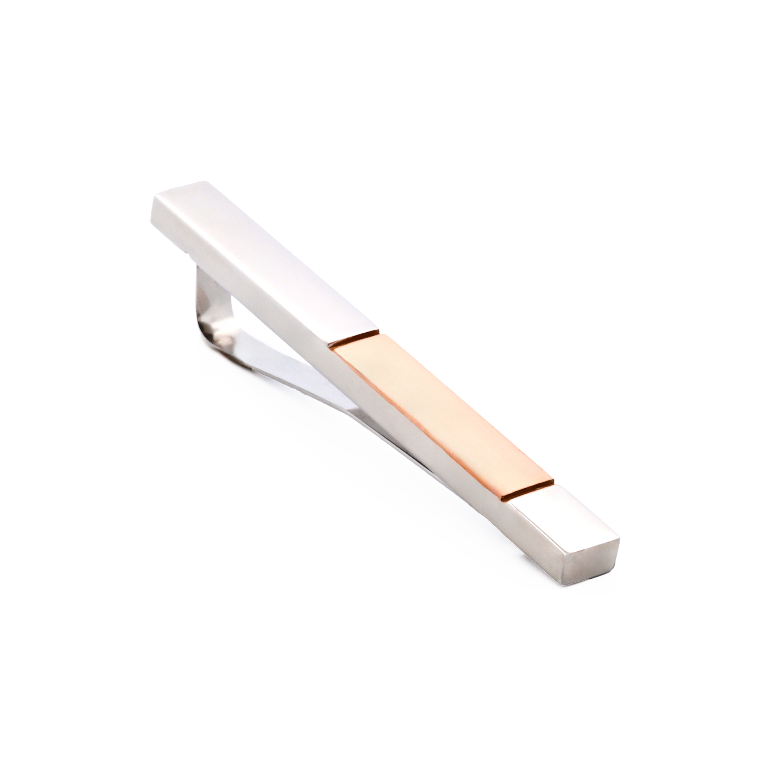Polished Stainless Steel with Brushed Ion Plated Rose Gold Tie Slide