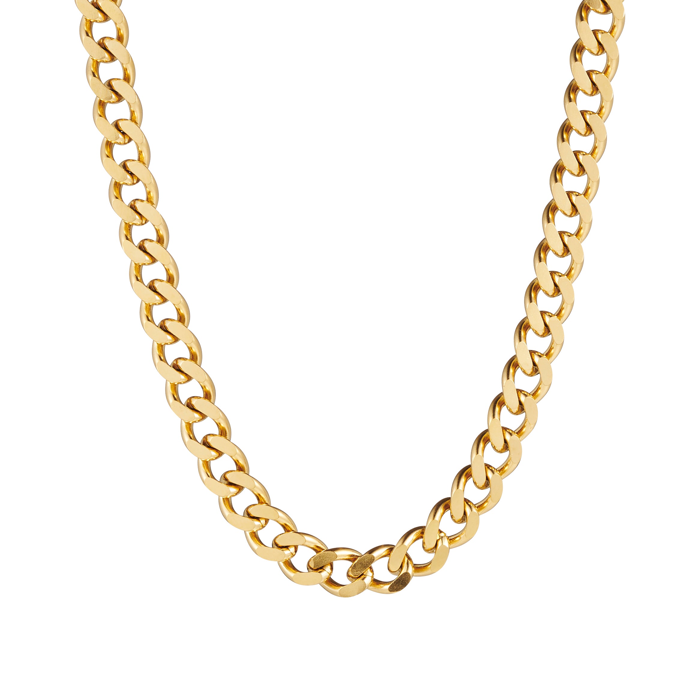 Ion plated 14k Gold Stainless Steel Thick Curb Link Neck Chain