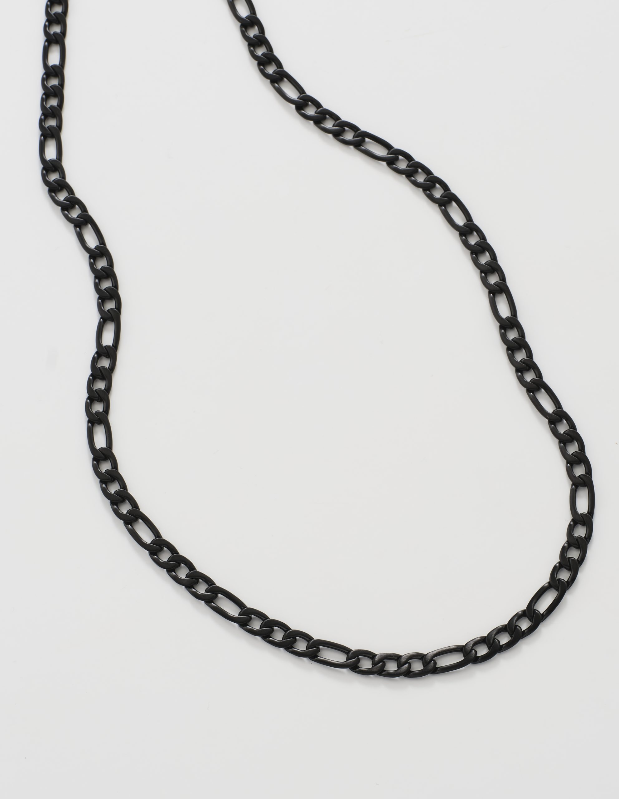 Ion Plated Black Stainless Steel Figaro Neck Chain - 61cm