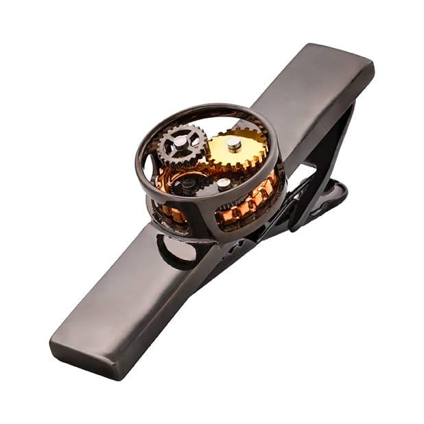 Gun Metal round watch movement Tie Bar