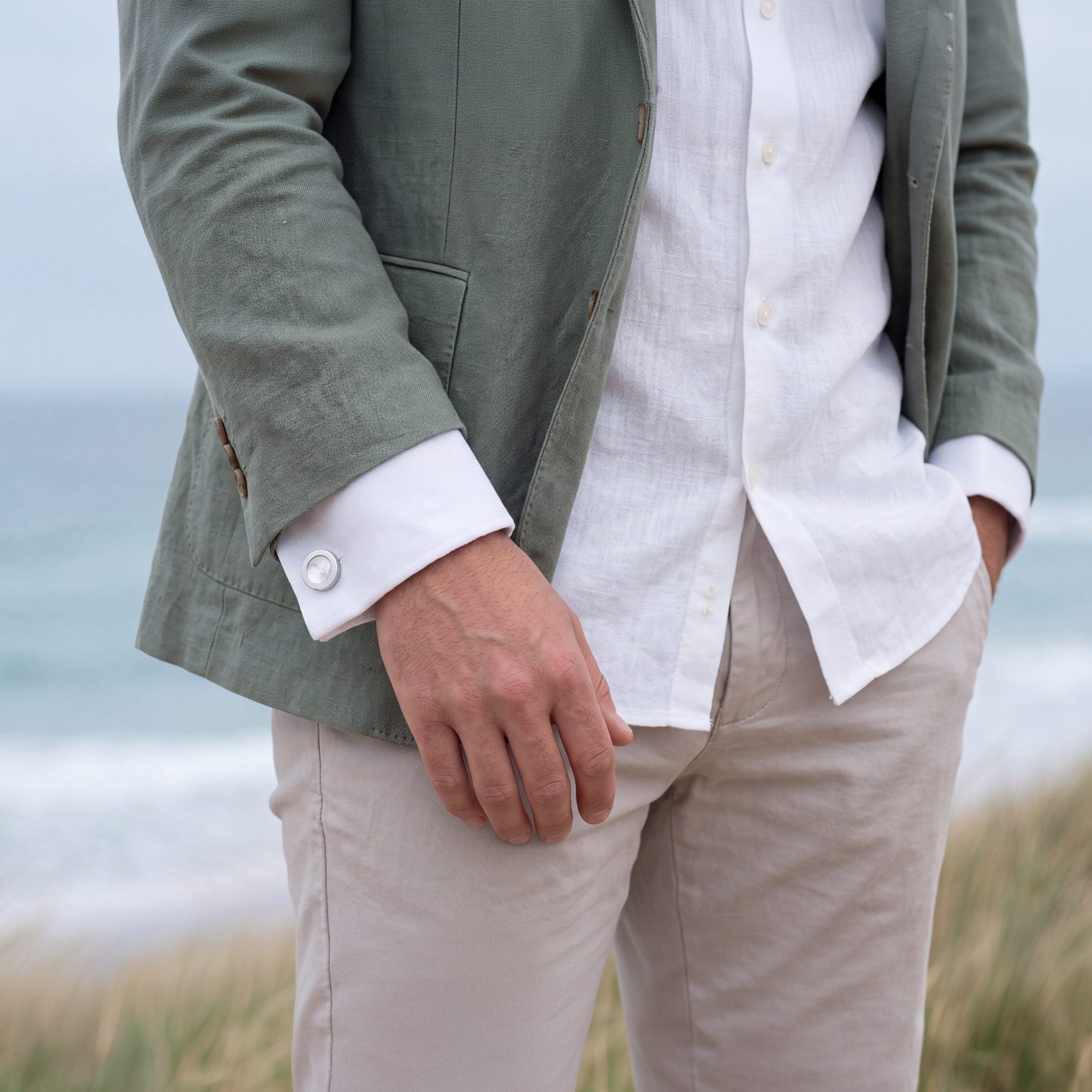 Round Mother Of Pearl Dress Cufflinks