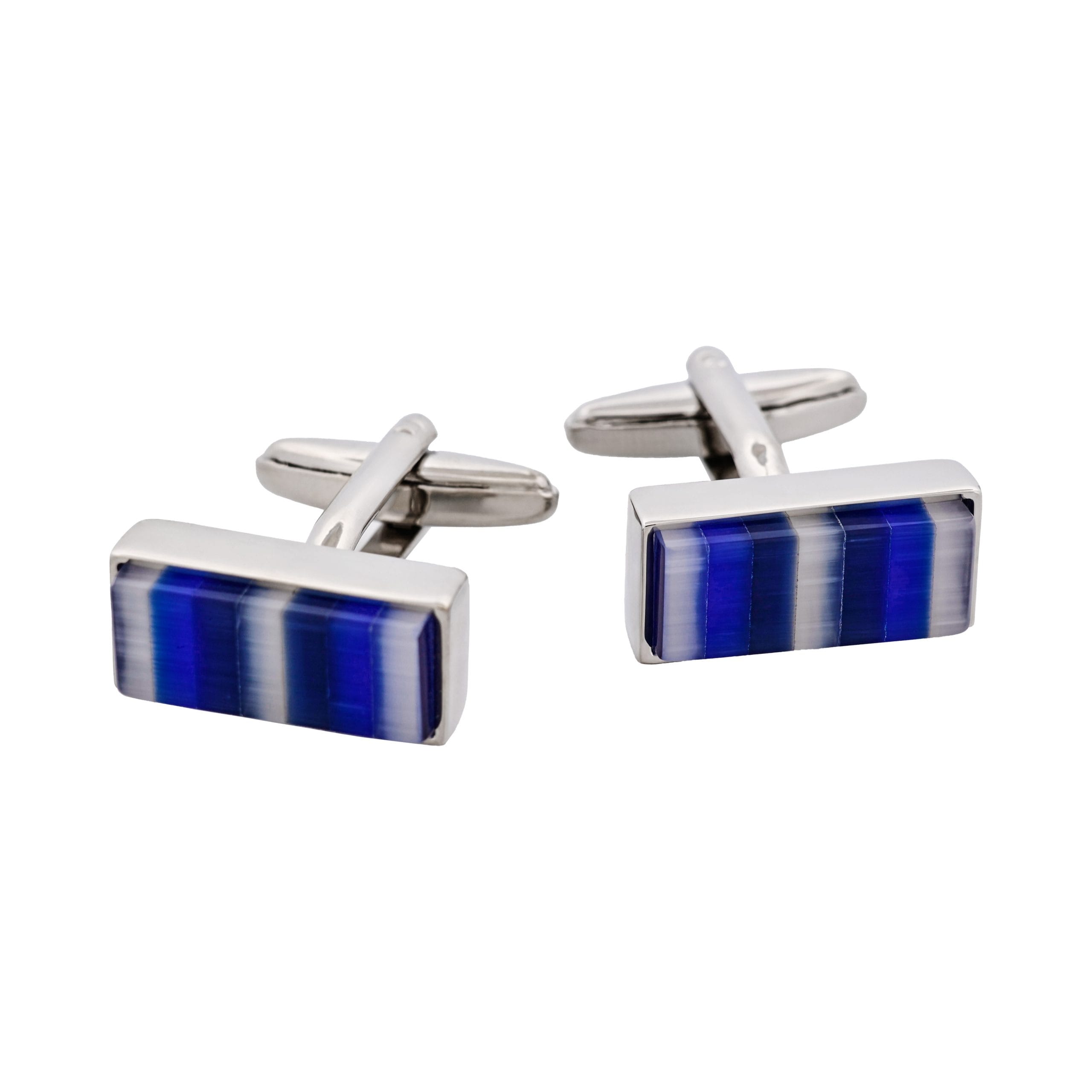 Blue Striped Cat's Eye Cufflinks