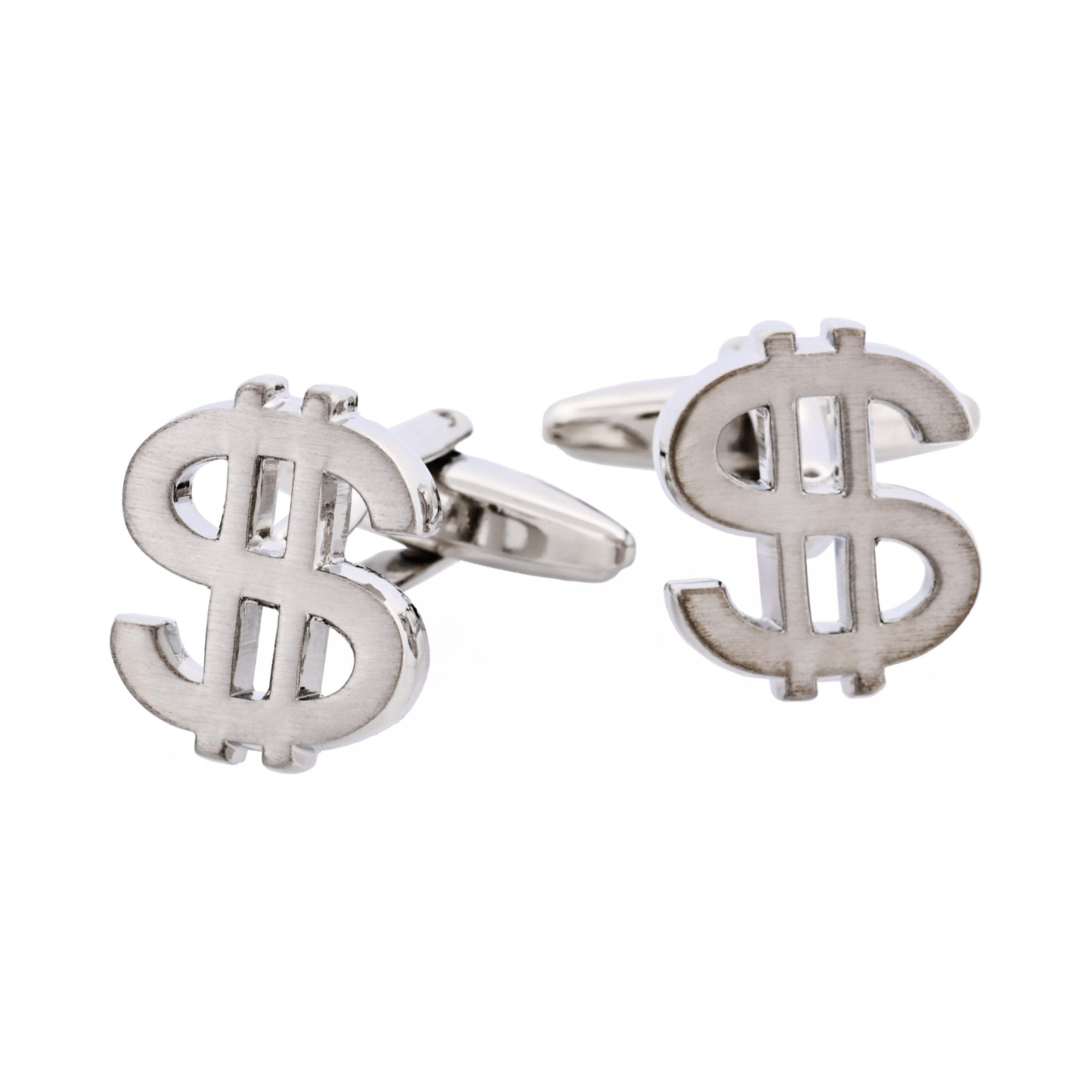 Rhodium Plated $ Sign Cufflinks
