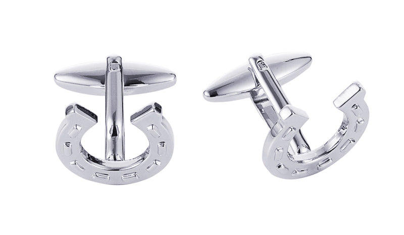 Rhodium Plated Horse Shoe Cufflinks
