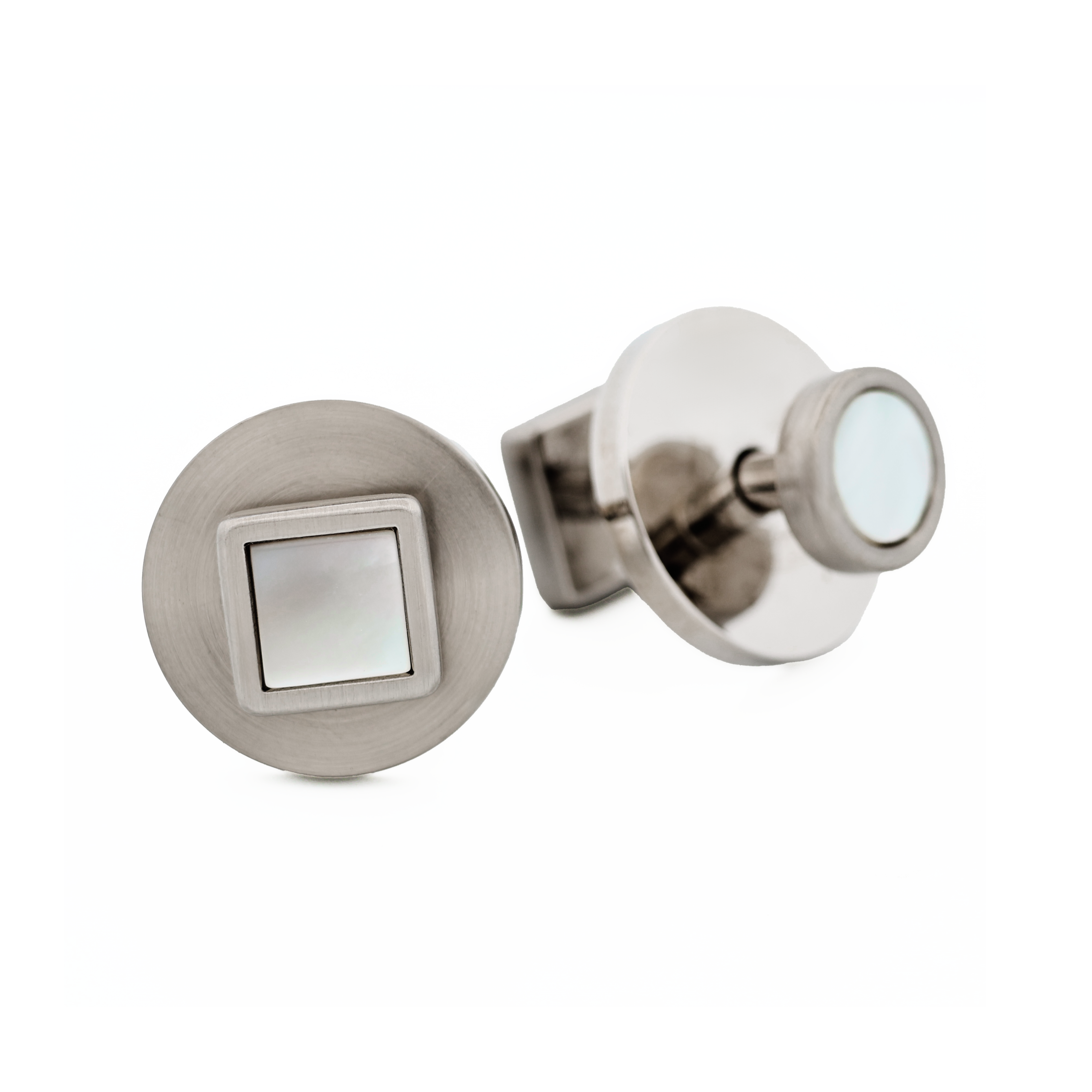 Rhodium Twist Mother Of Pearl Cufflinks