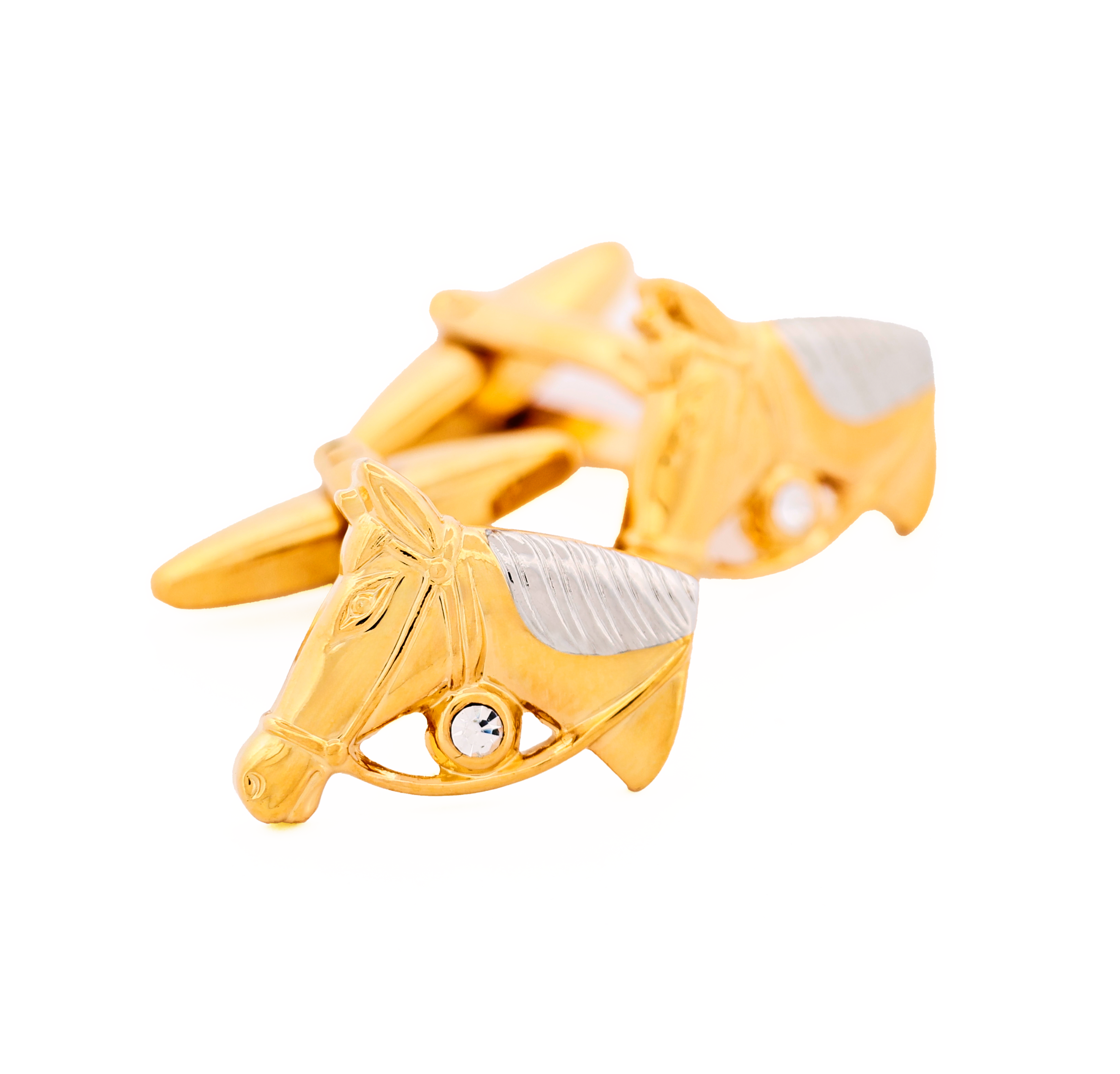 Gold & Rhodium Horse Head Cufflinks