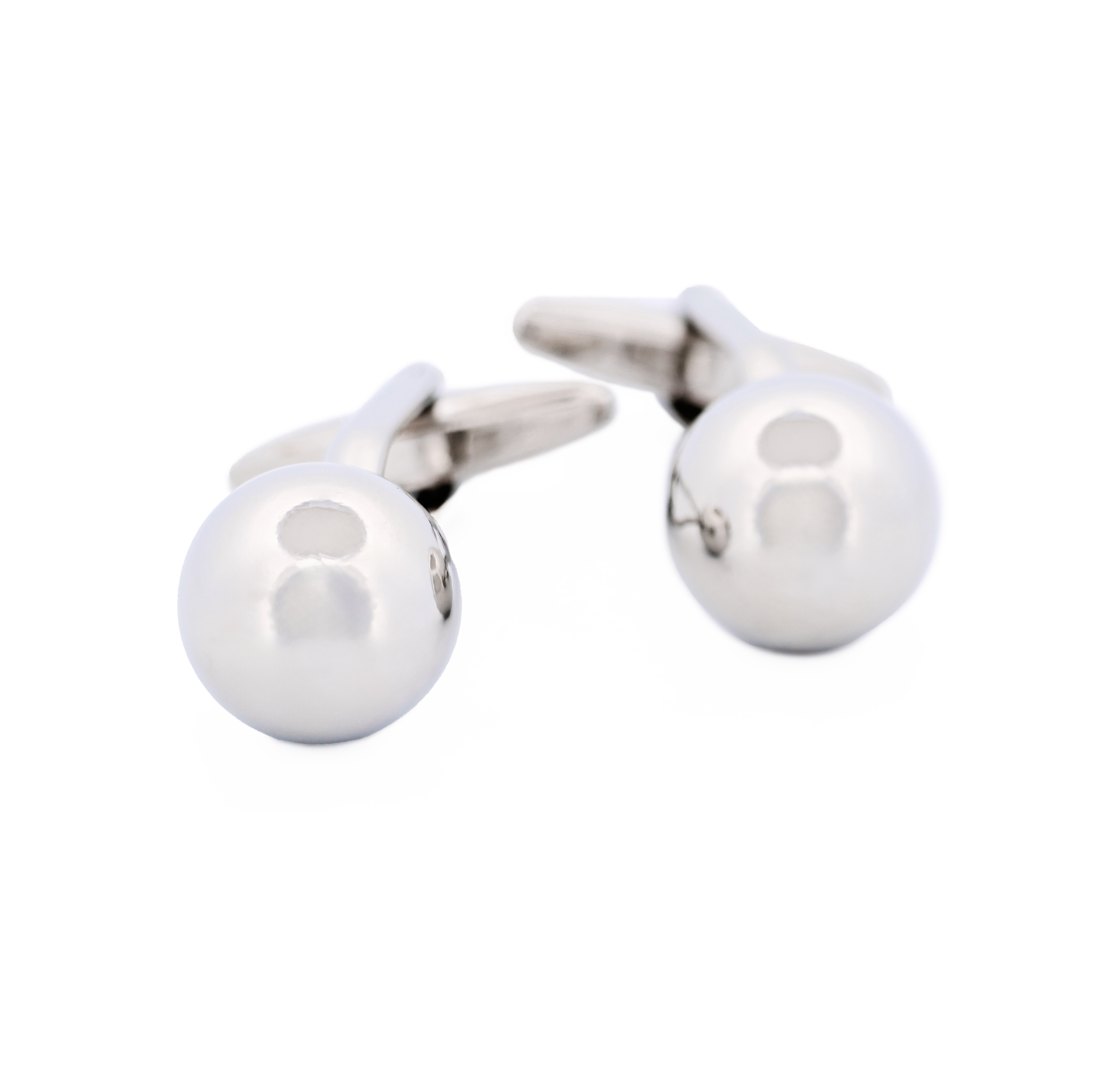 Rhodium Round Ball Cufflinks
