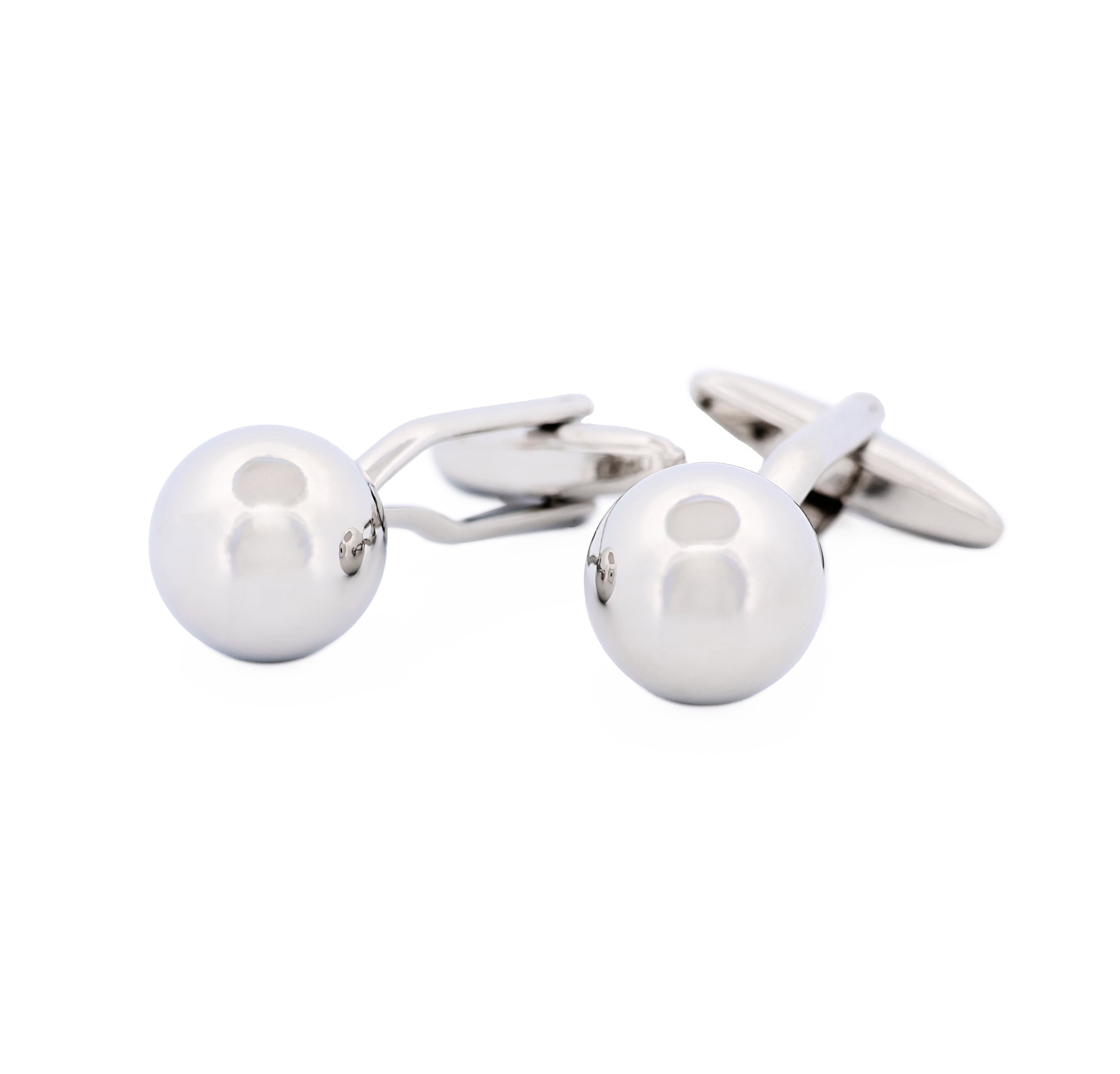 Rhodium Round Ball Cufflinks