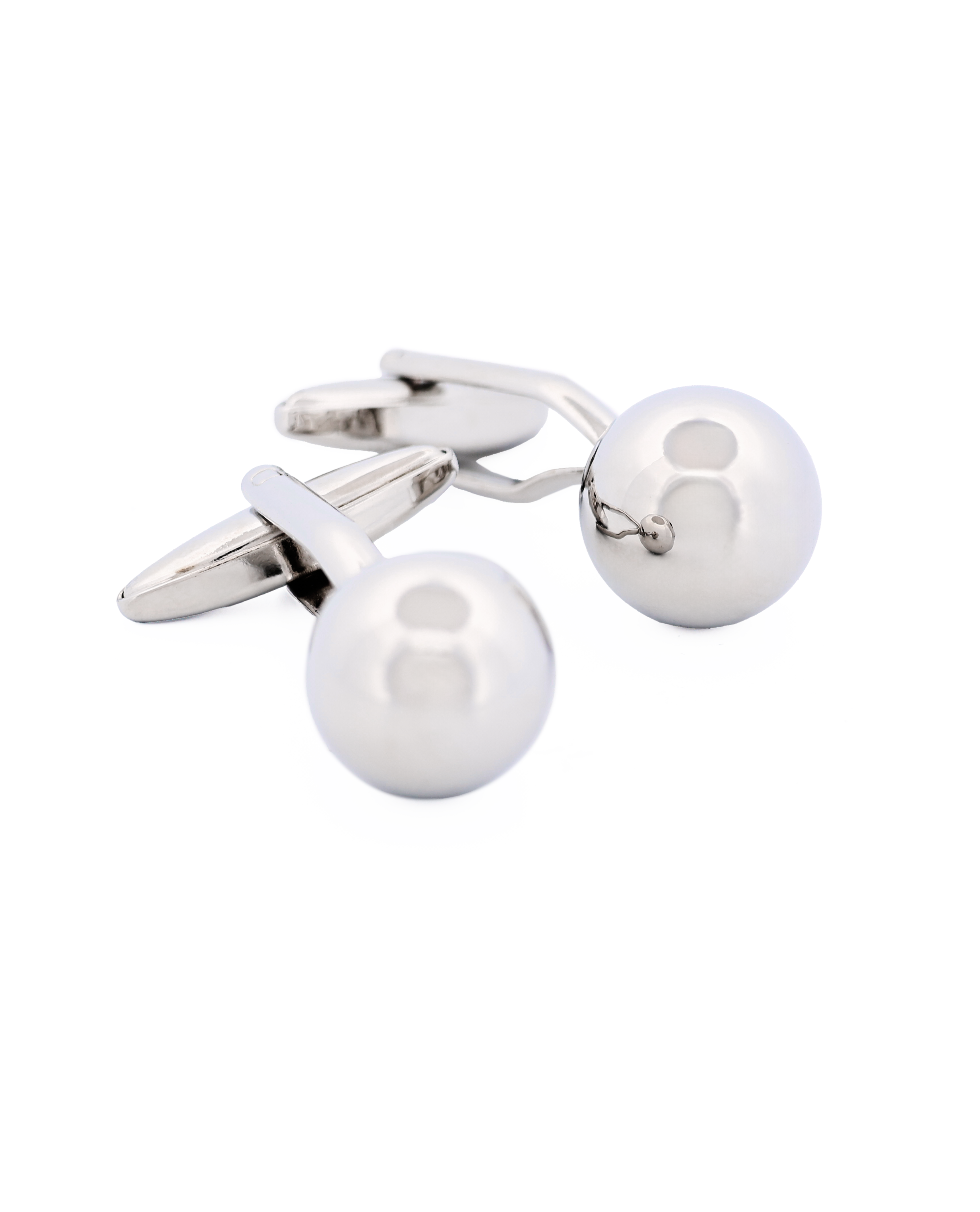 Rhodium Round Ball Cufflinks