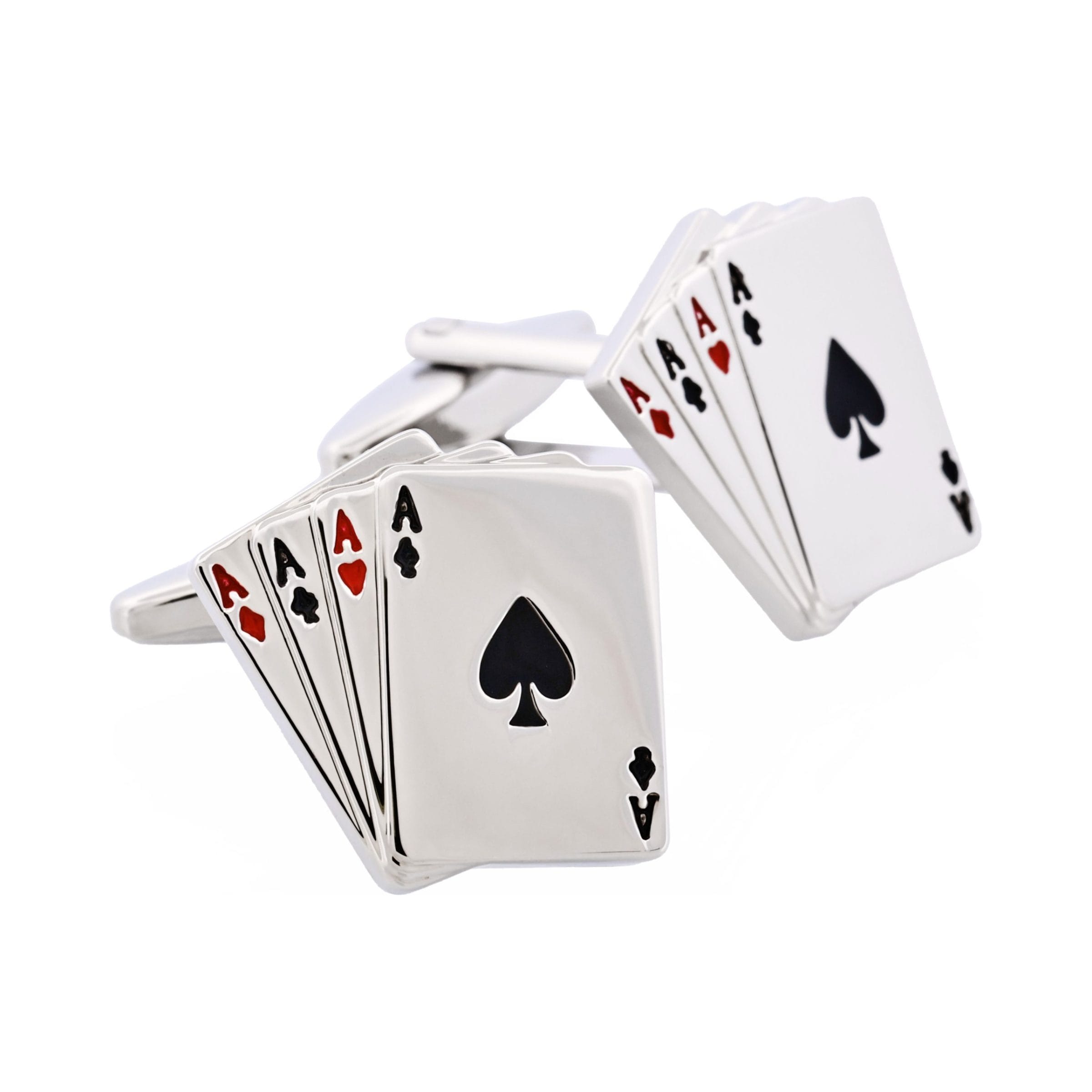Rhodium & Deck Of Cards Cufflinks