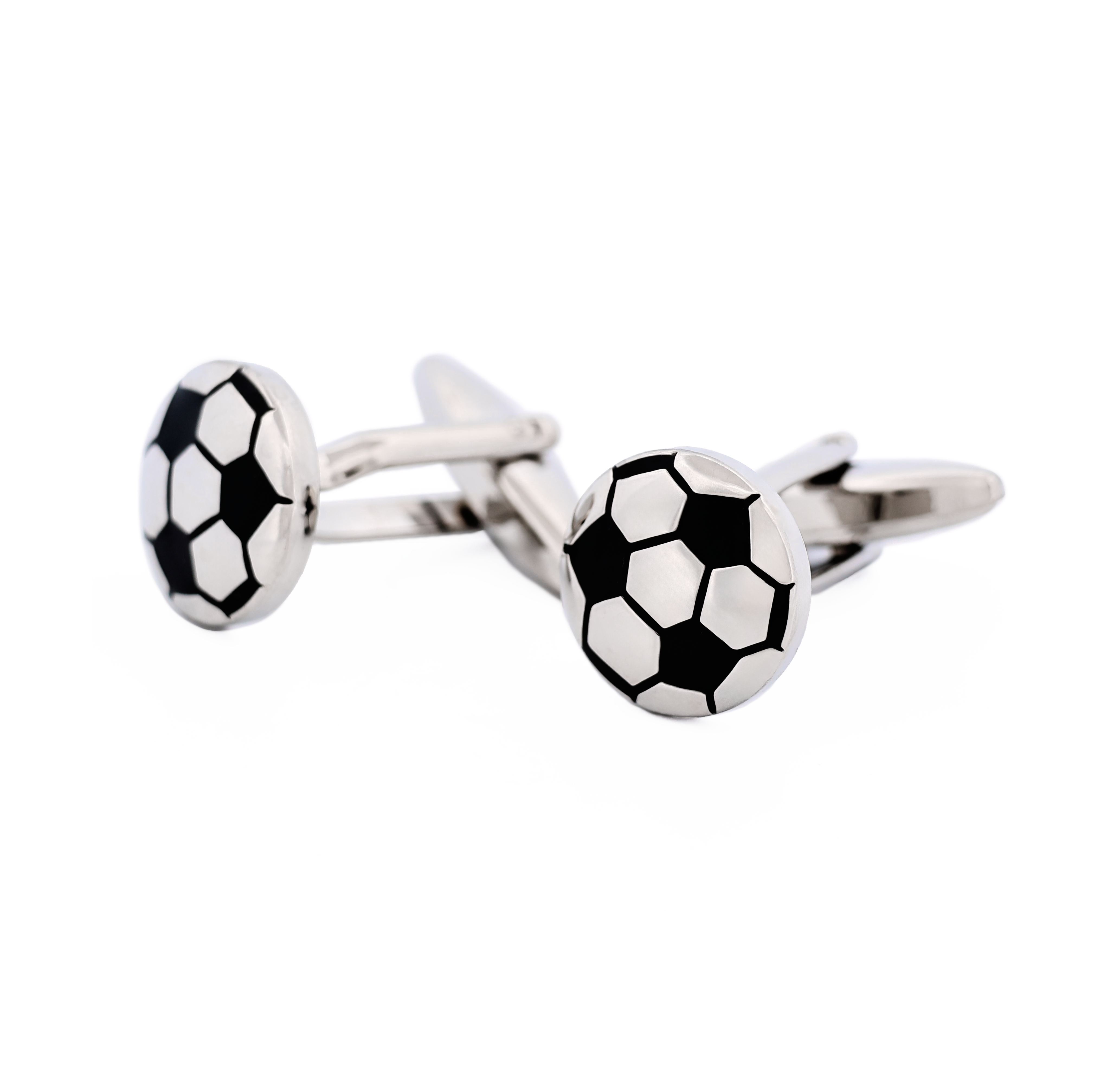 Rhodium & Black Soccer Ball Cufflinks