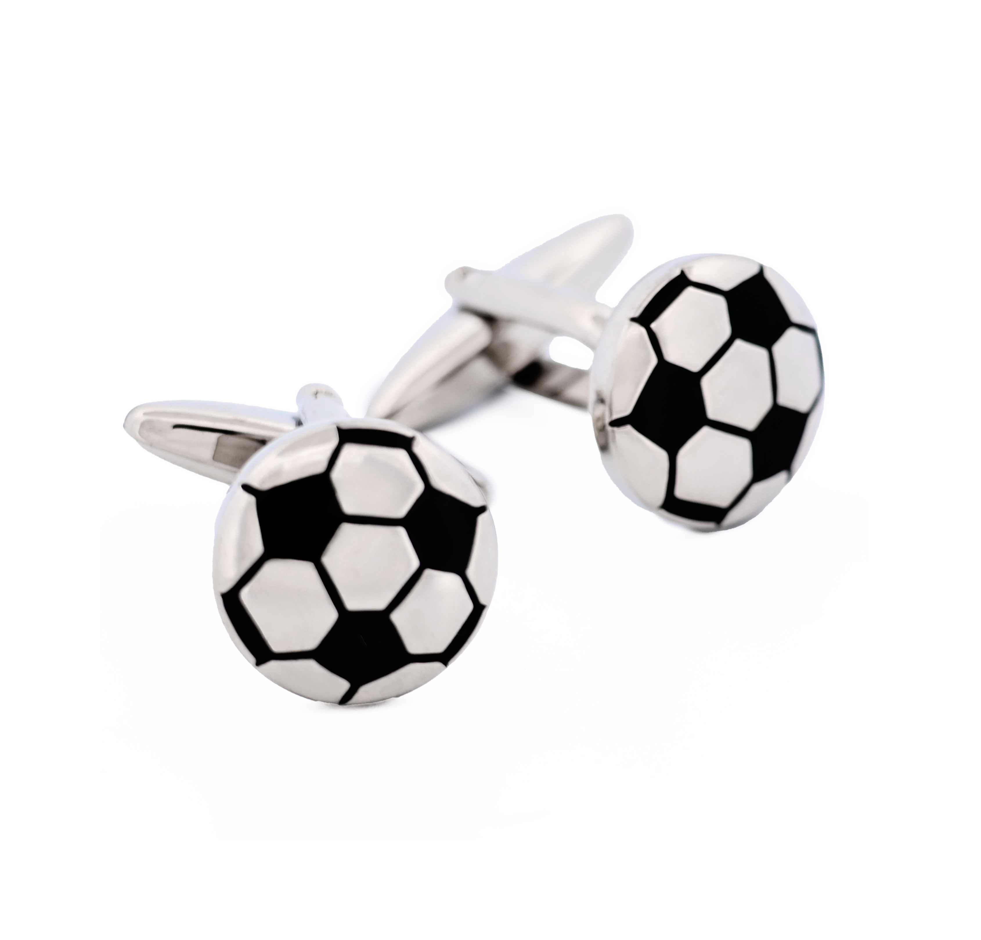 Rhodium & Black Soccer Ball Cufflinks