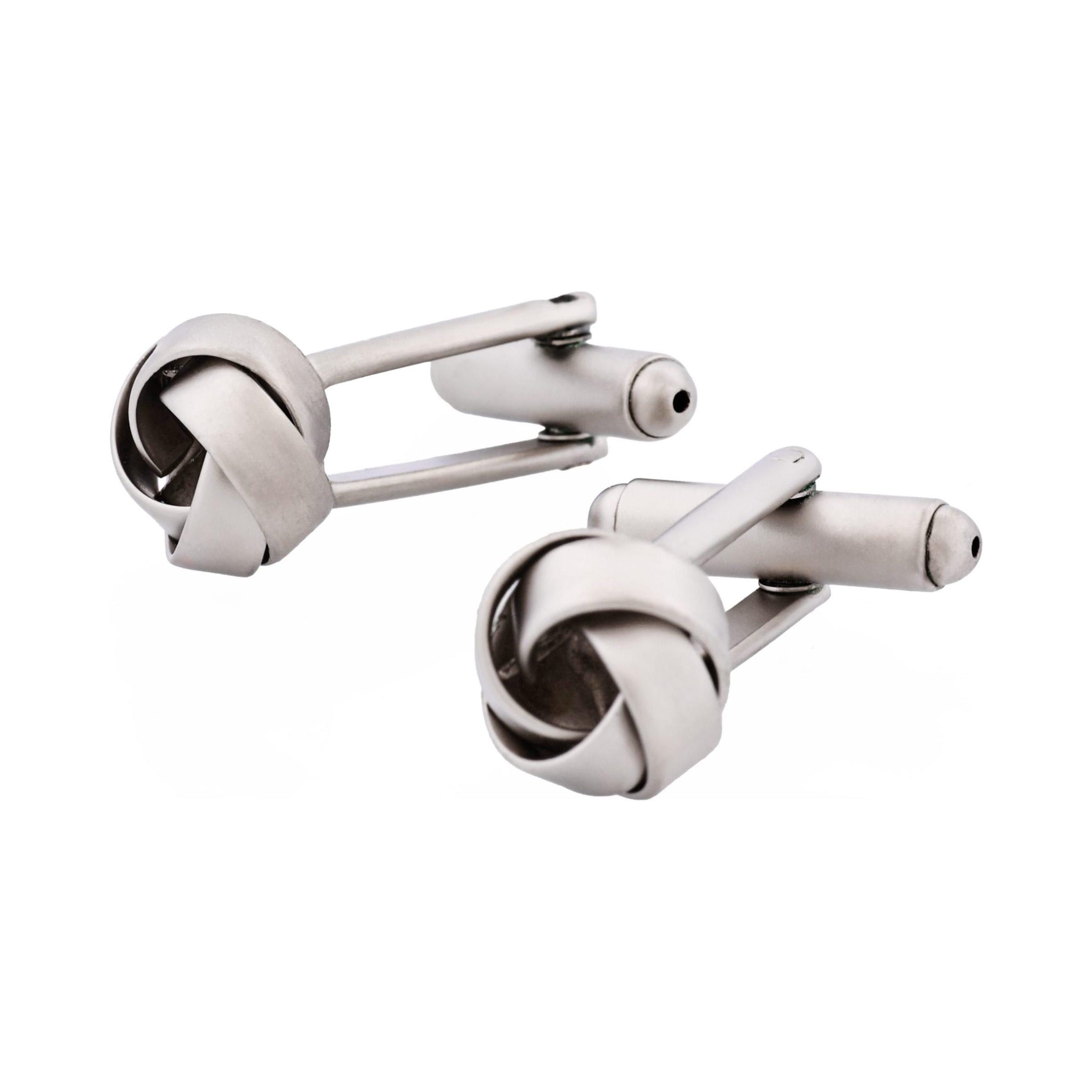 Rhodium Pearl Plated Knot Cufflinks