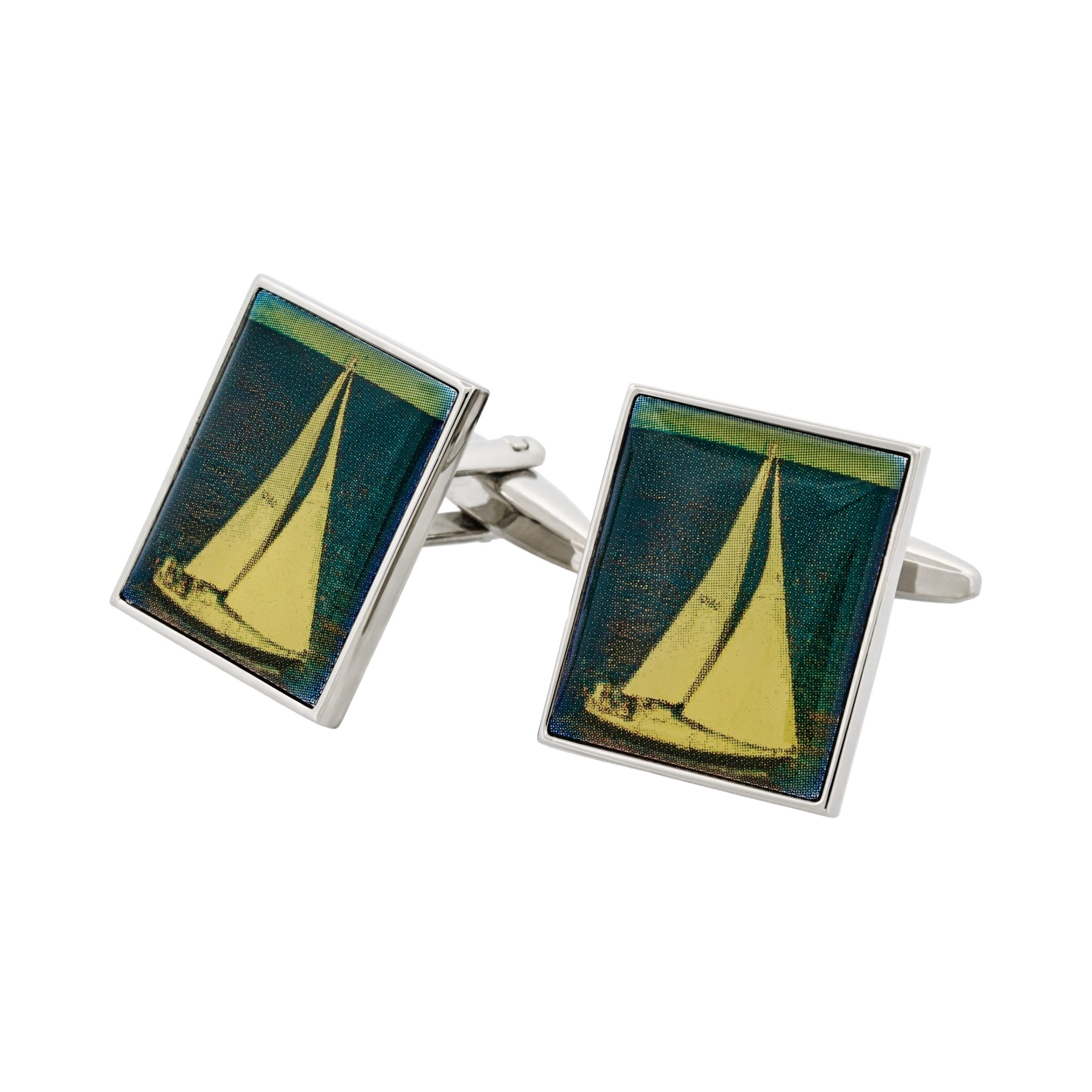 Screen Print Yacht Cufflinks