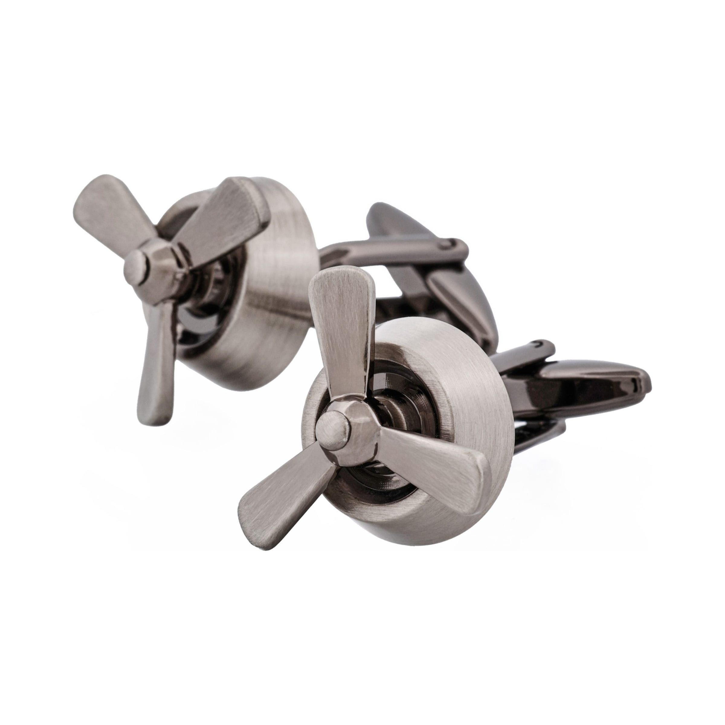 Burnished Rhodium Plated Propellor Cufflinks