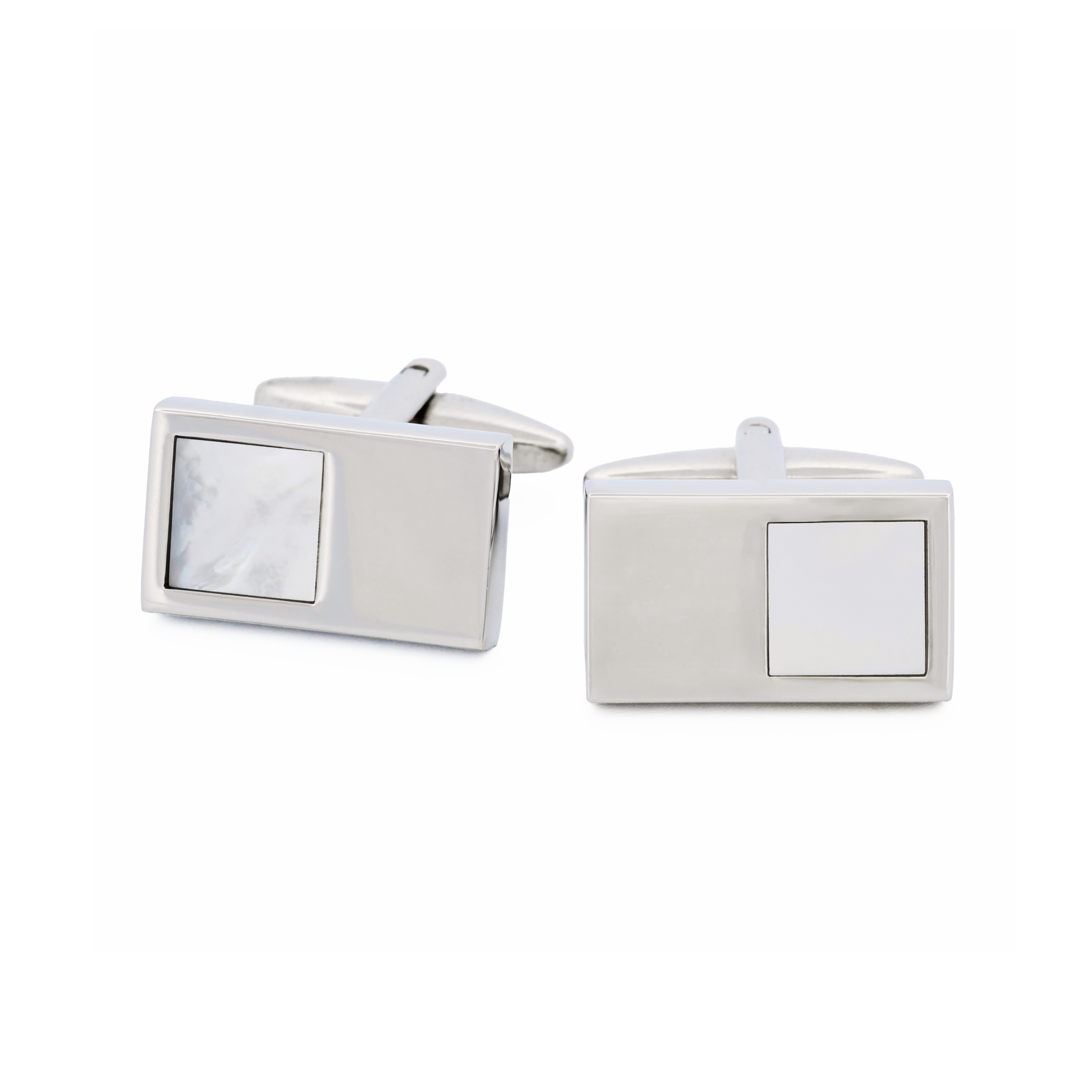 Rhodium Mother Of Pearl Cufflinks