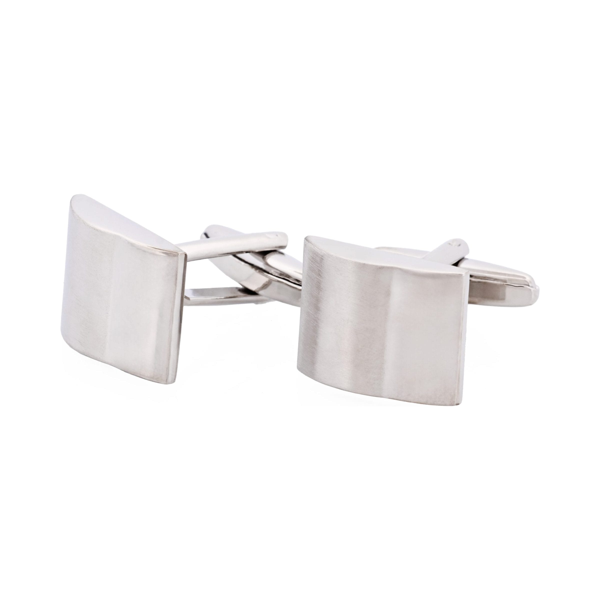 Brushed & Polished Rhodium Plated Cufflinks
