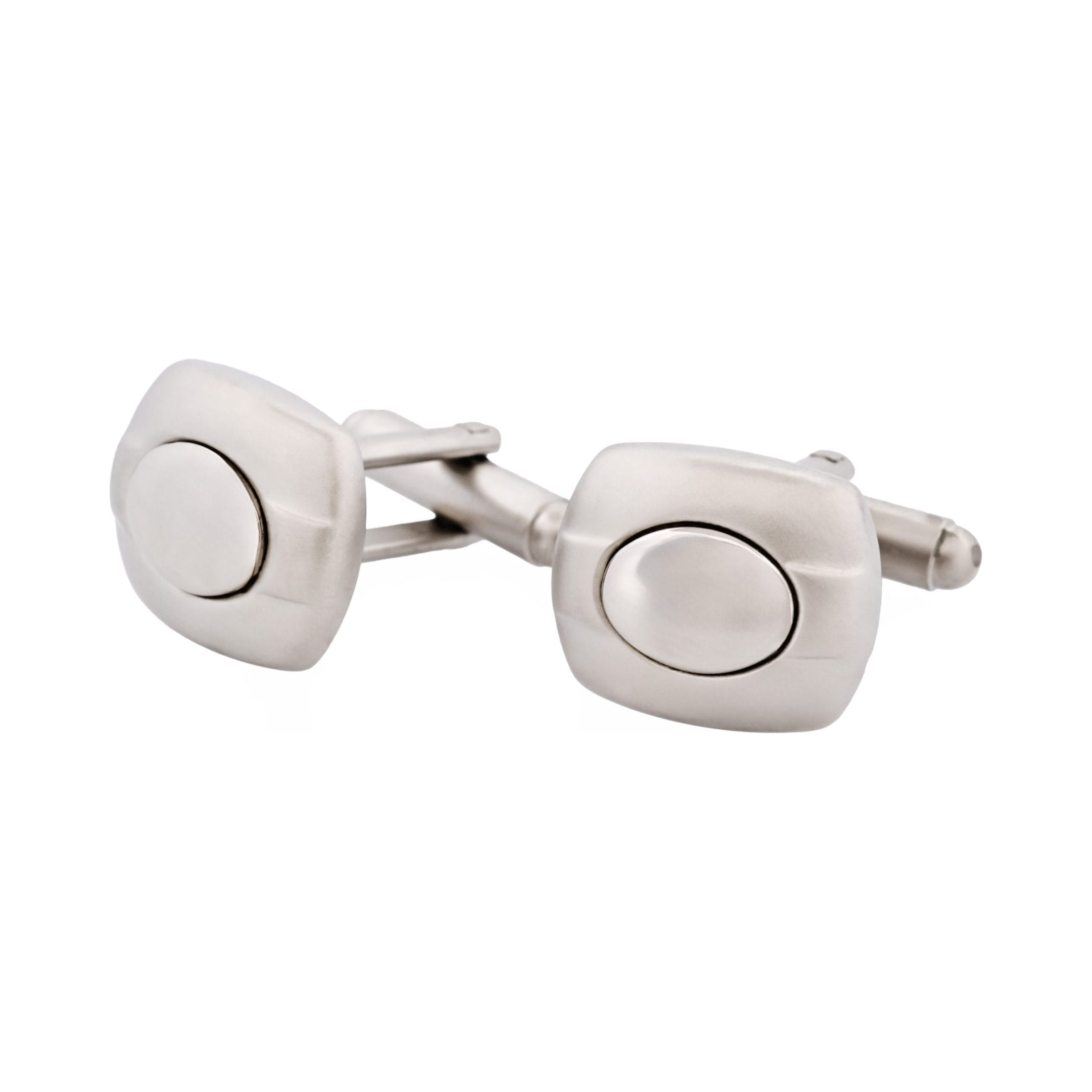 Rhodium Plated -Mirrored Insert Cufflinks