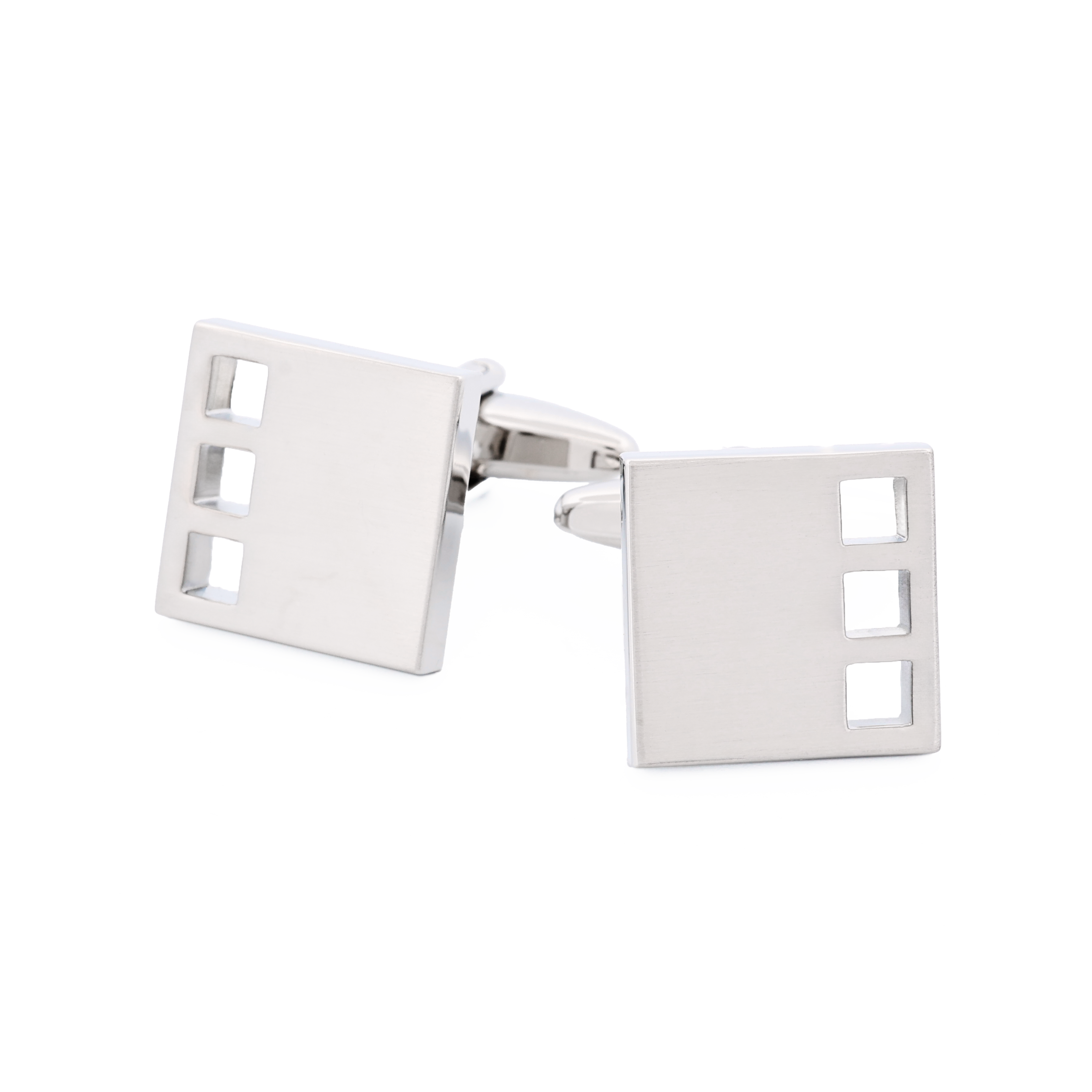 Brush Rhodium Plated Cufflinks