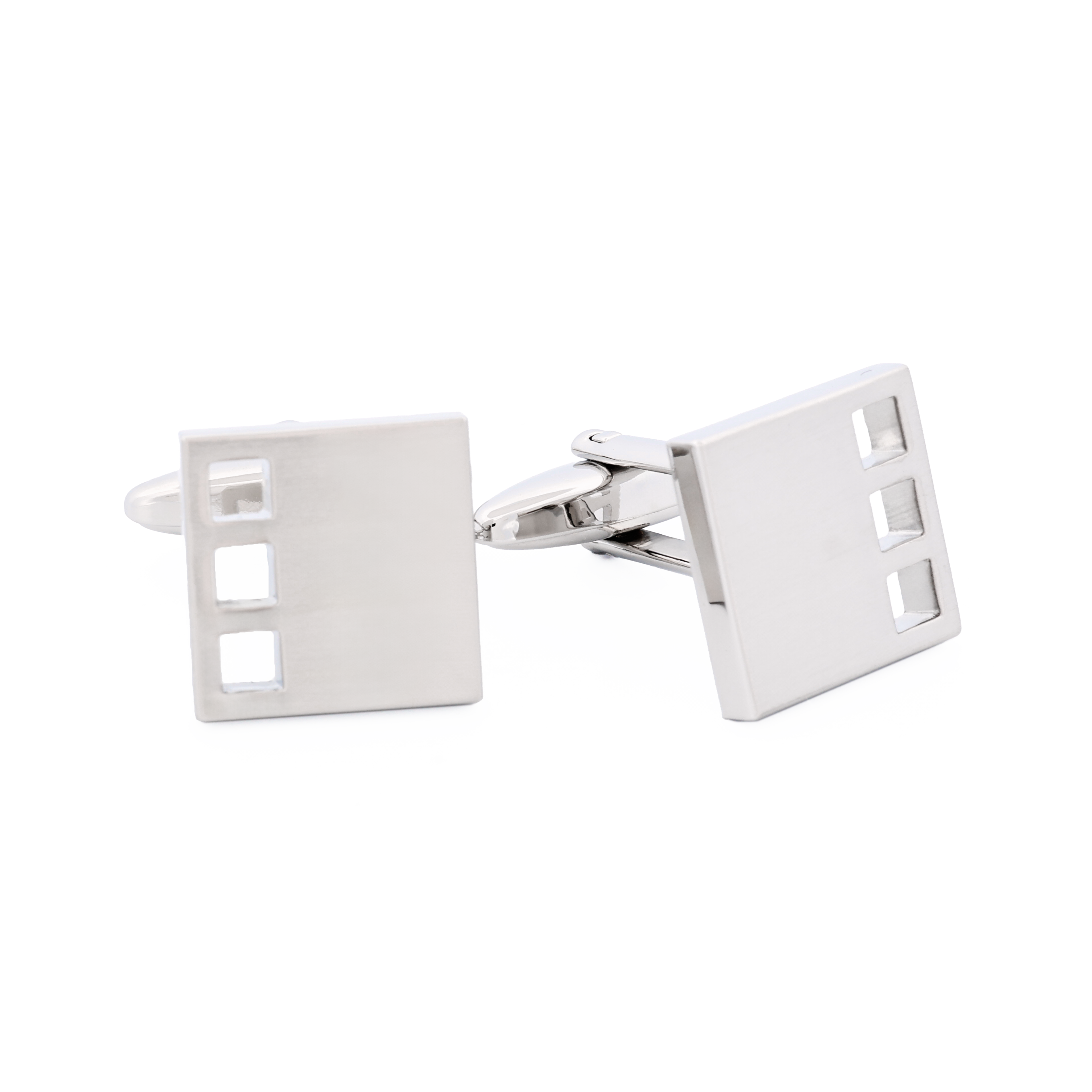 Brush Rhodium Plated Cufflinks
