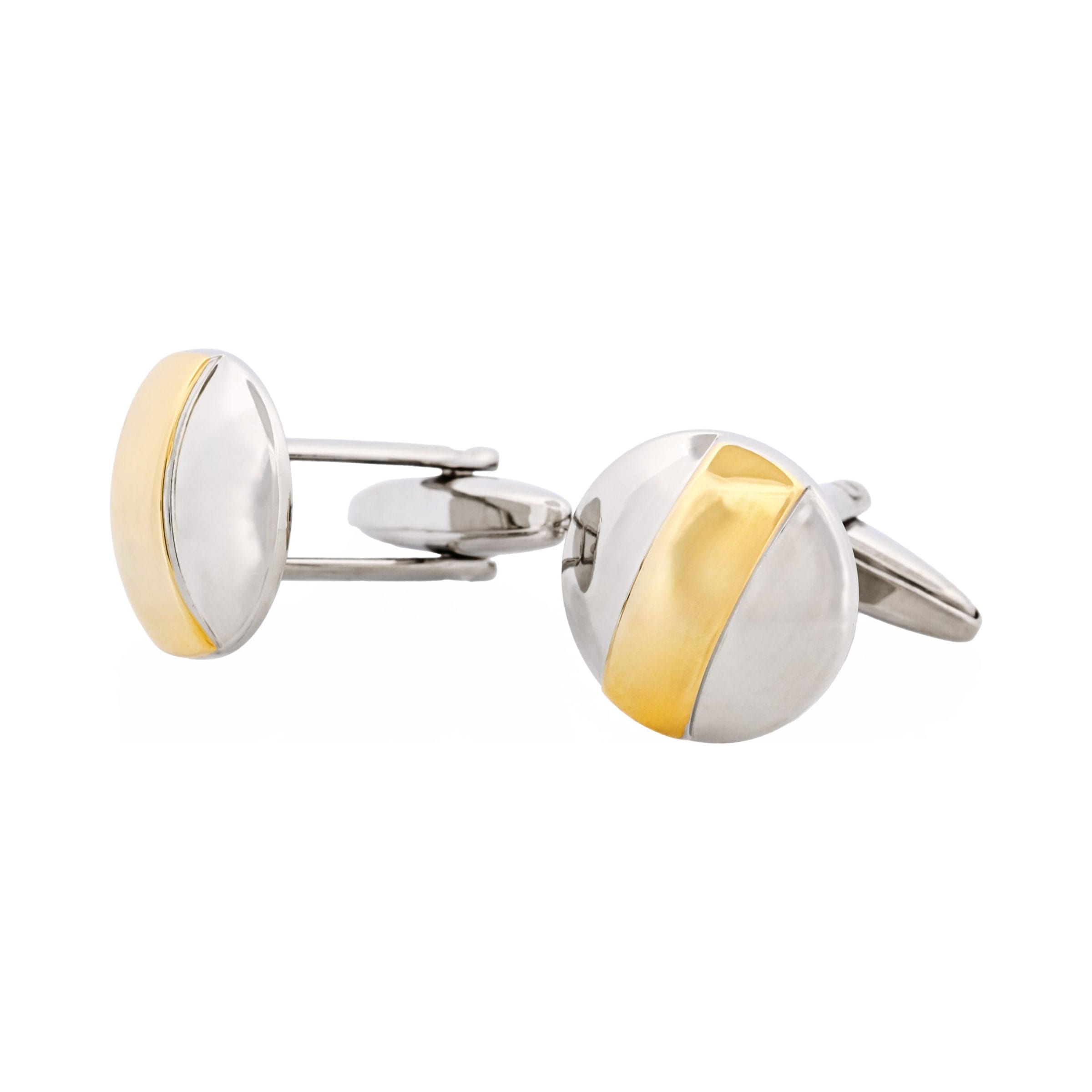 Rhodium & Gold Plated Round Cufflinks