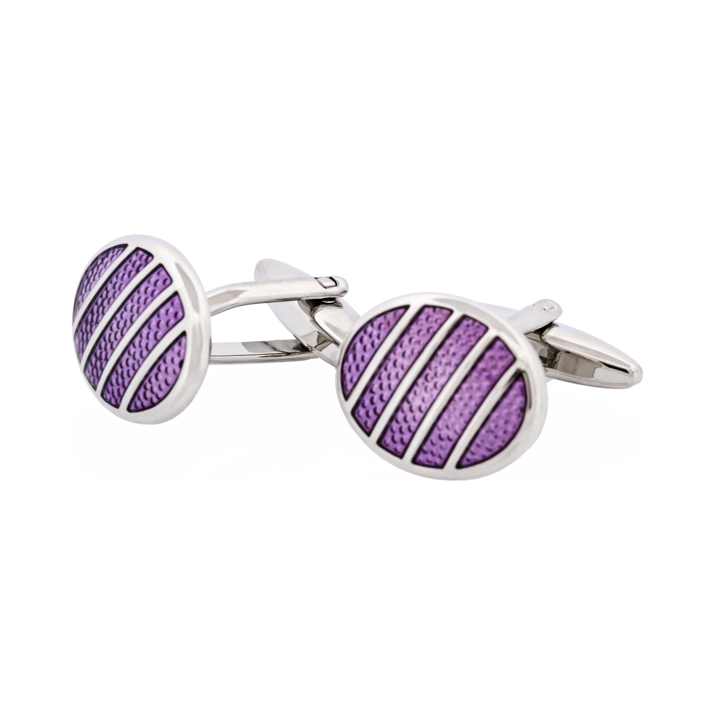 Purple Enamel Oval Striped Cufflinks