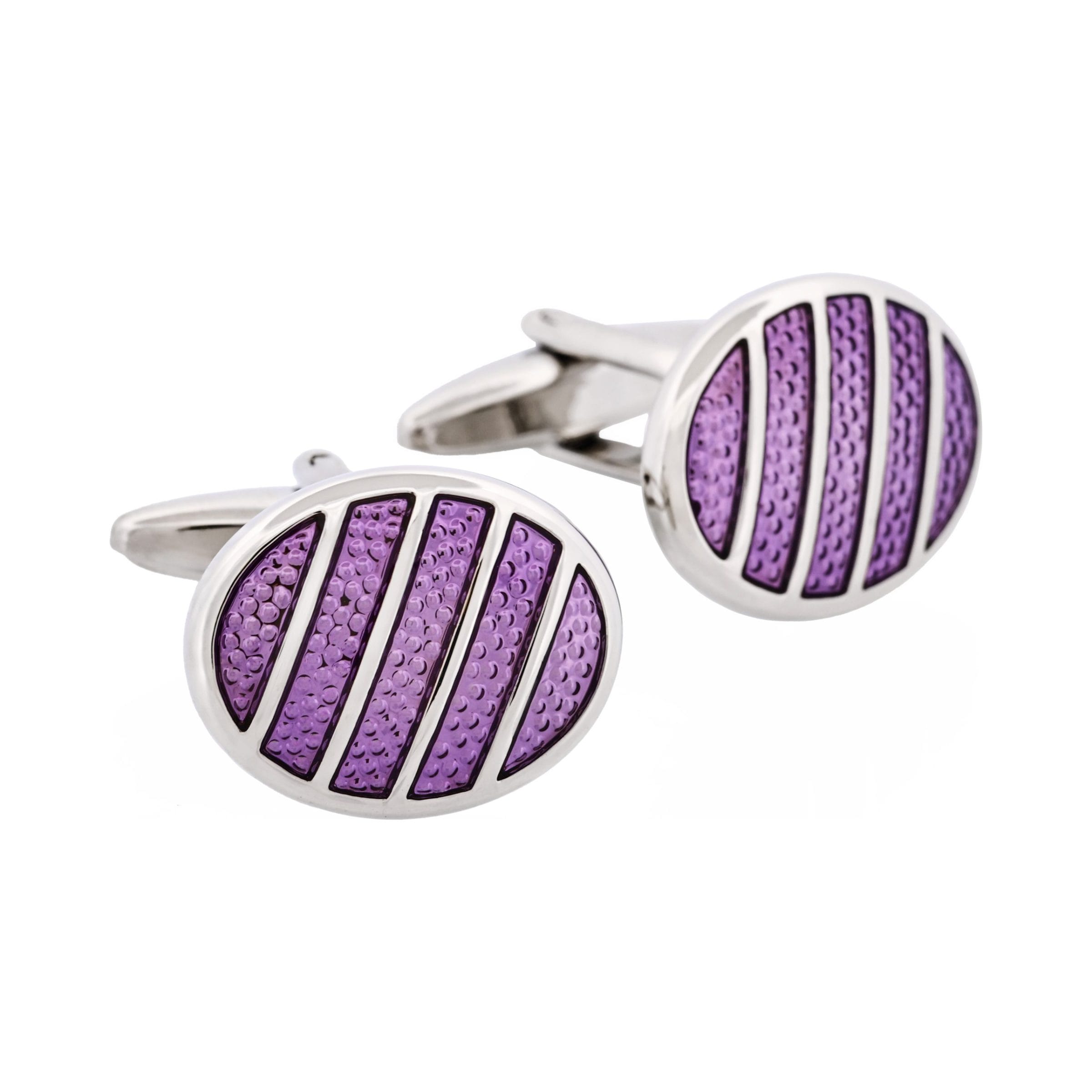 Purple Enamel Oval Striped Cufflinks