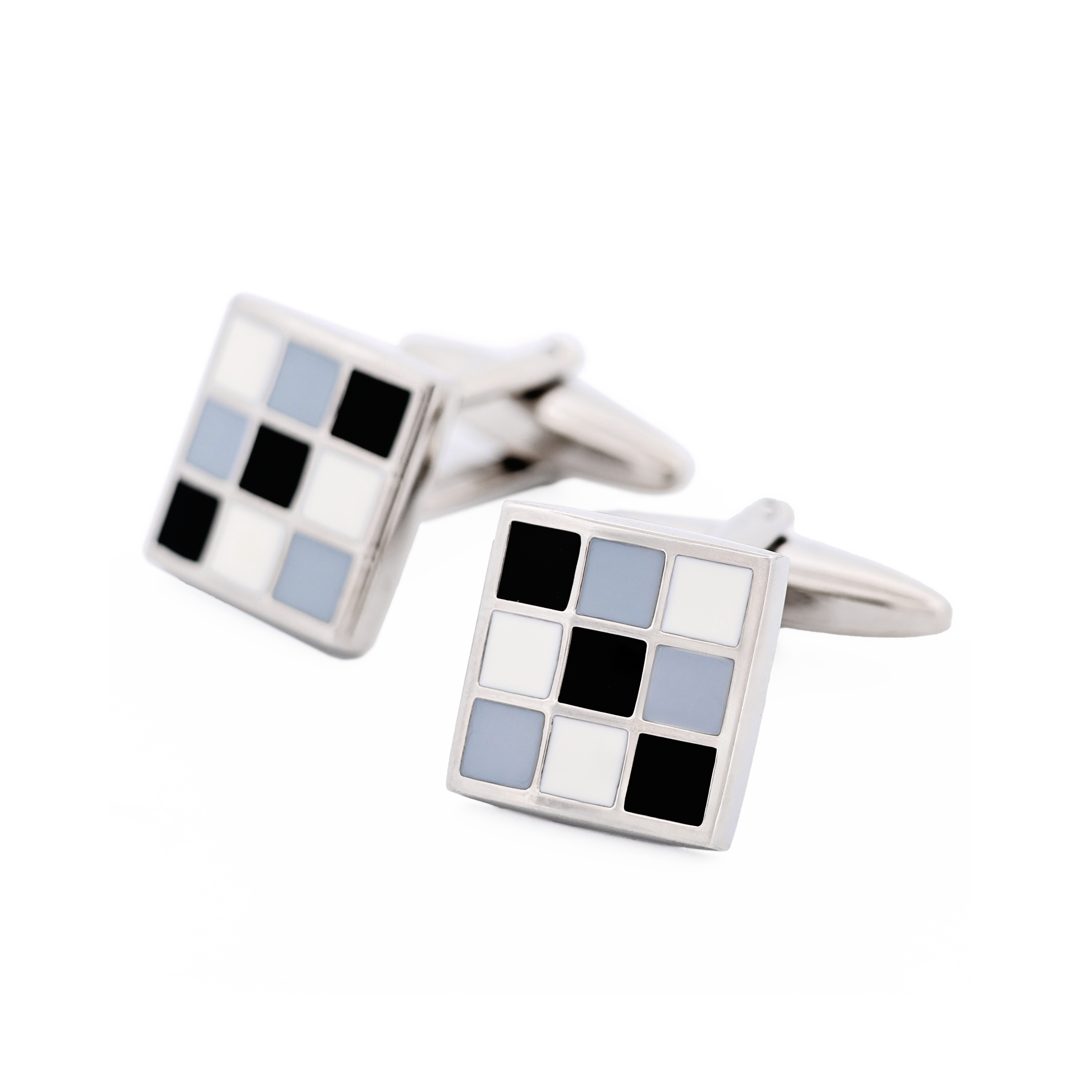 Black & Grey & White Enamel Cufflinks