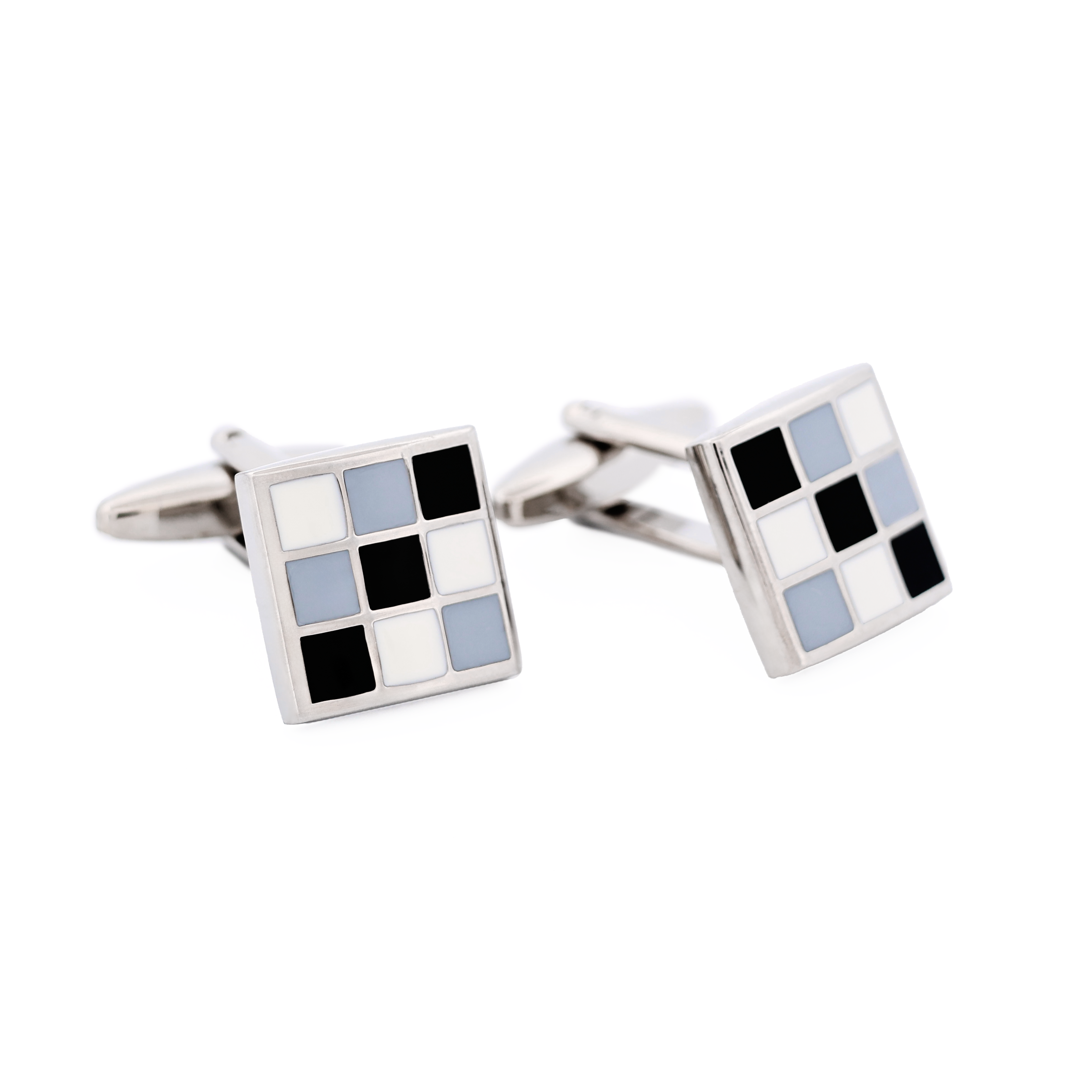 Black & Grey & White Enamel Cufflinks