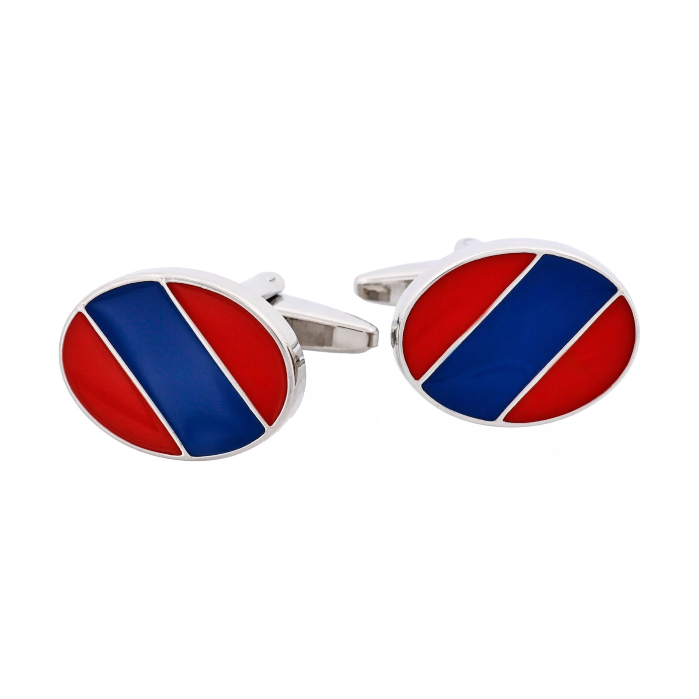 Blue & Red Striped Enamel Cufflinks