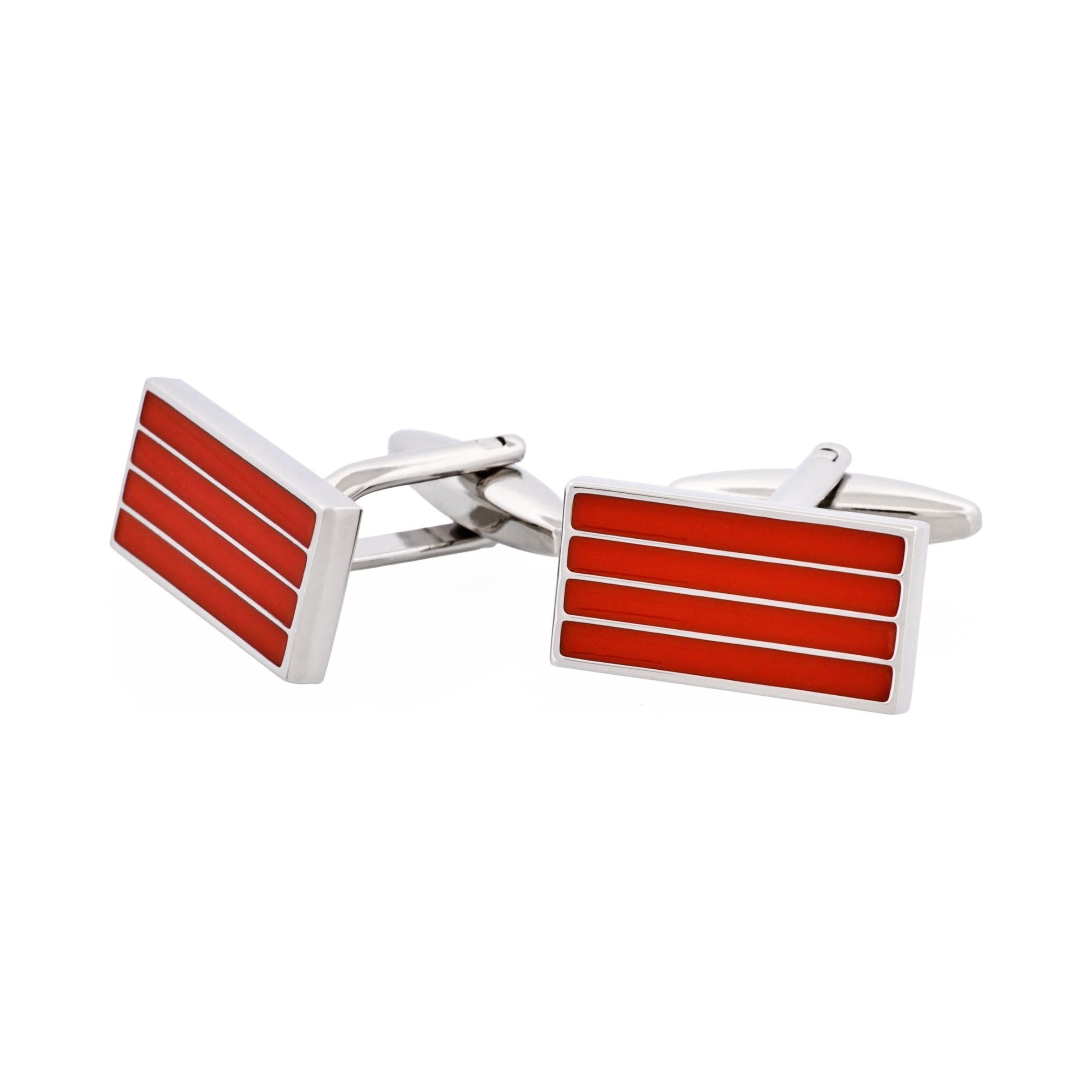 Red Rectangle Striped Cufflinks
