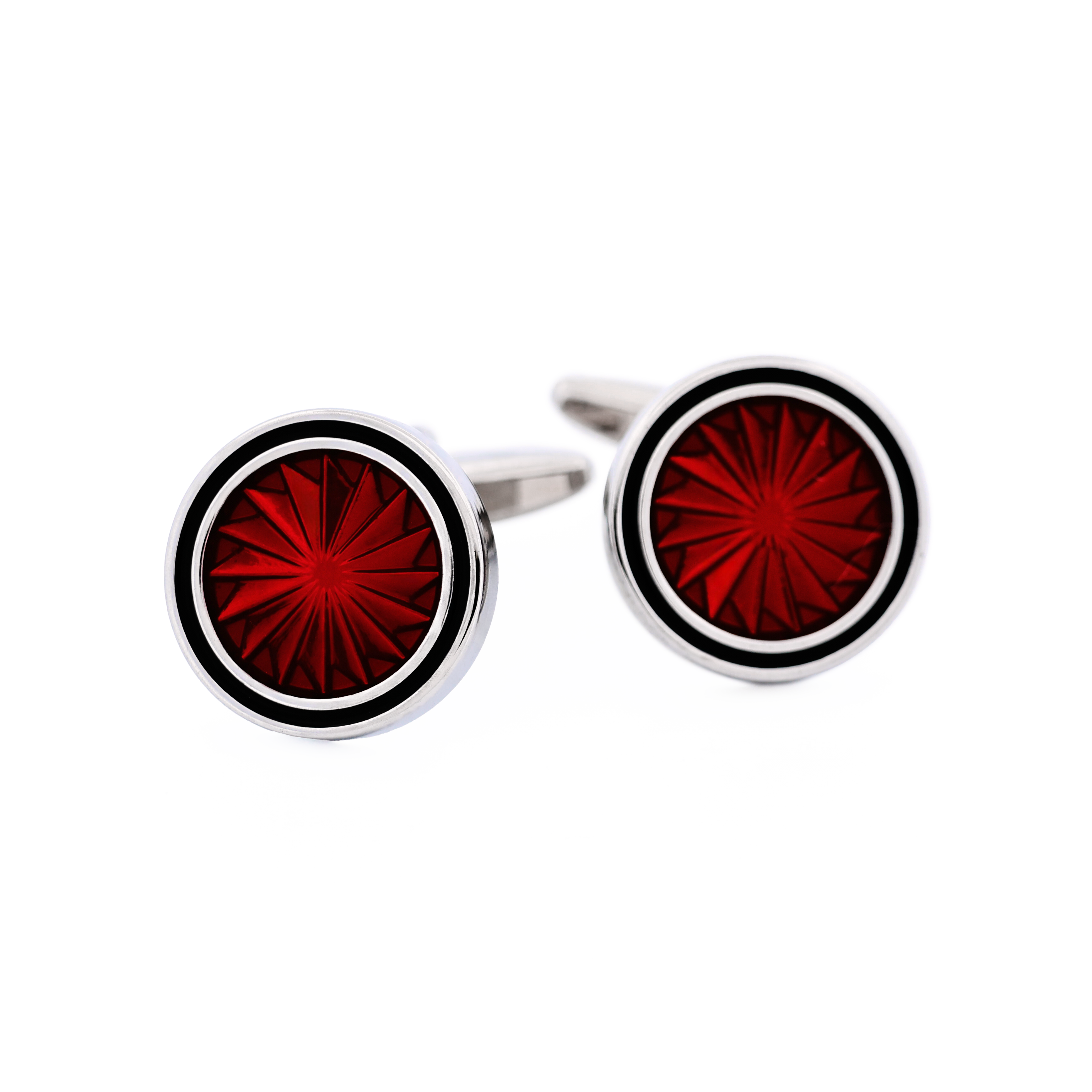 Red Resin Round Cufflinks