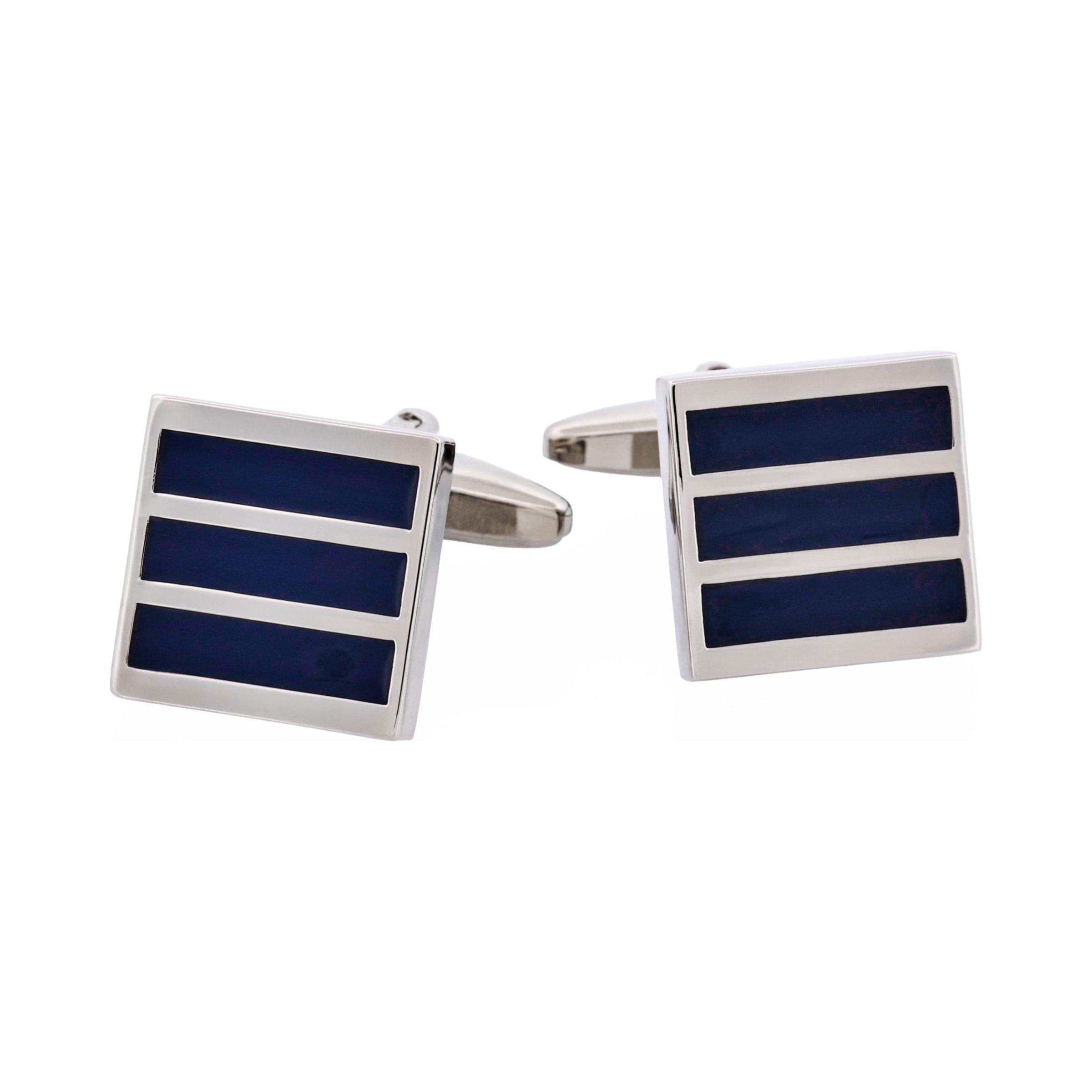 Navy Stripe Enamel Cufflinks