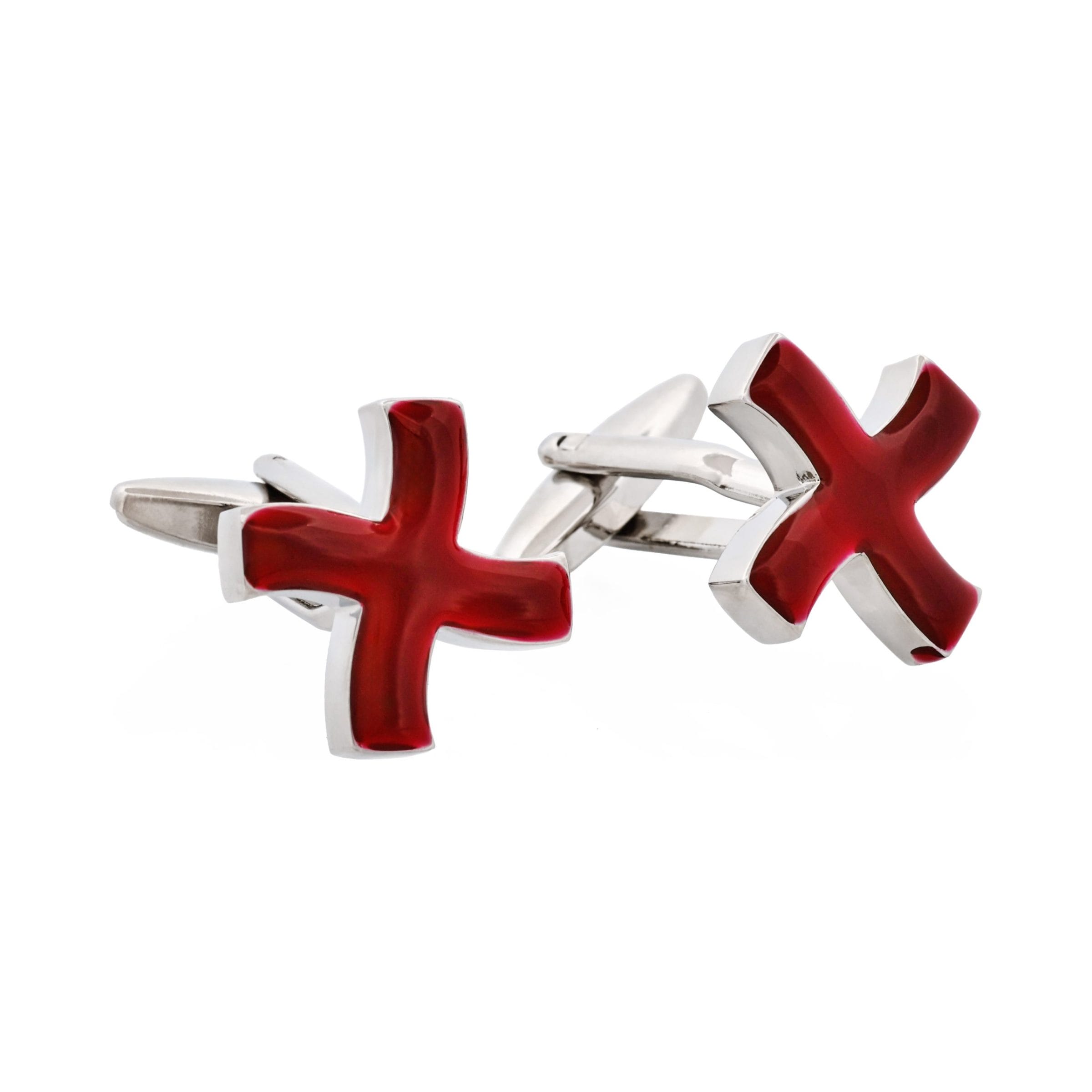 Burgundy Enamel Cross Cufflinks