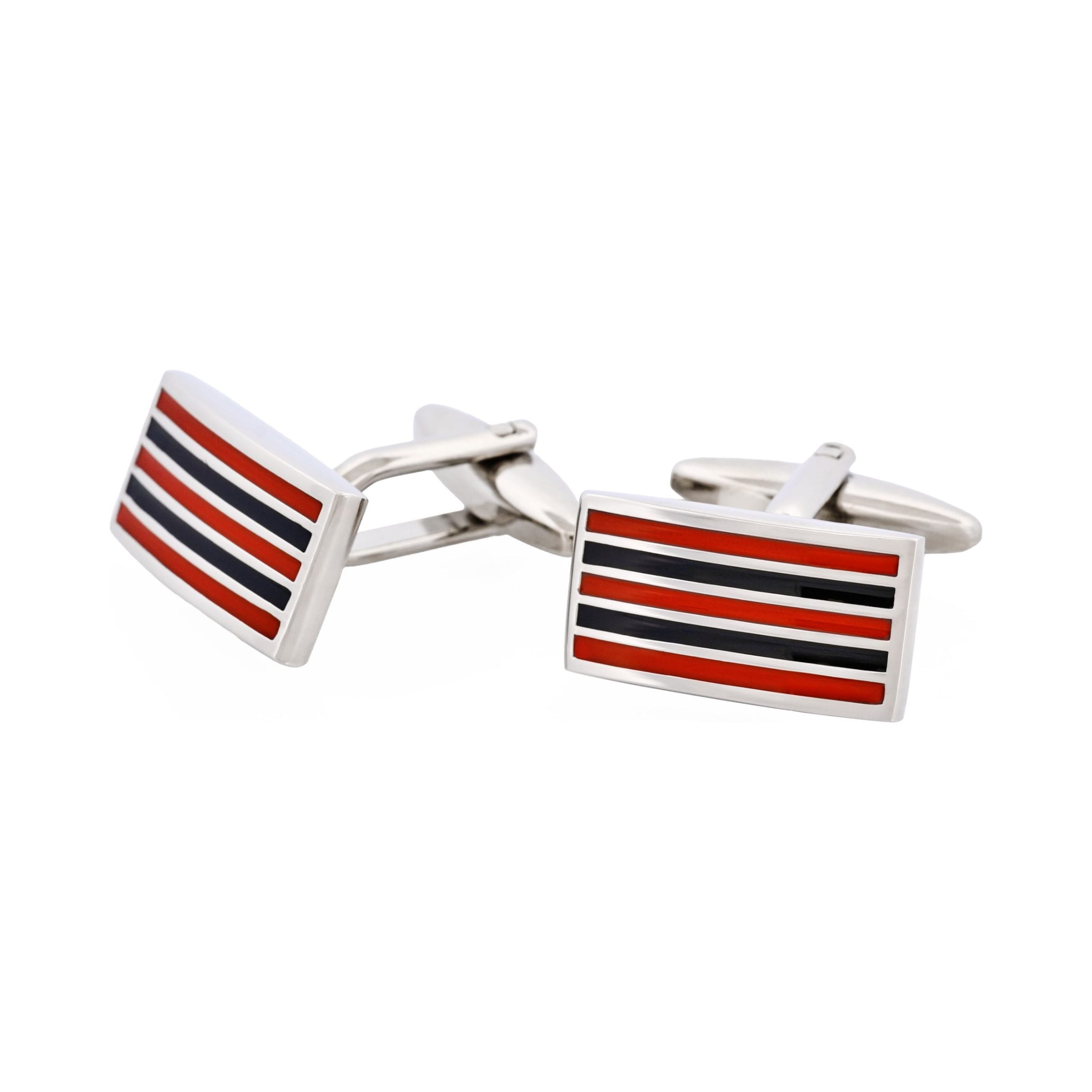 Rhodium & Red & Black Enamel Links