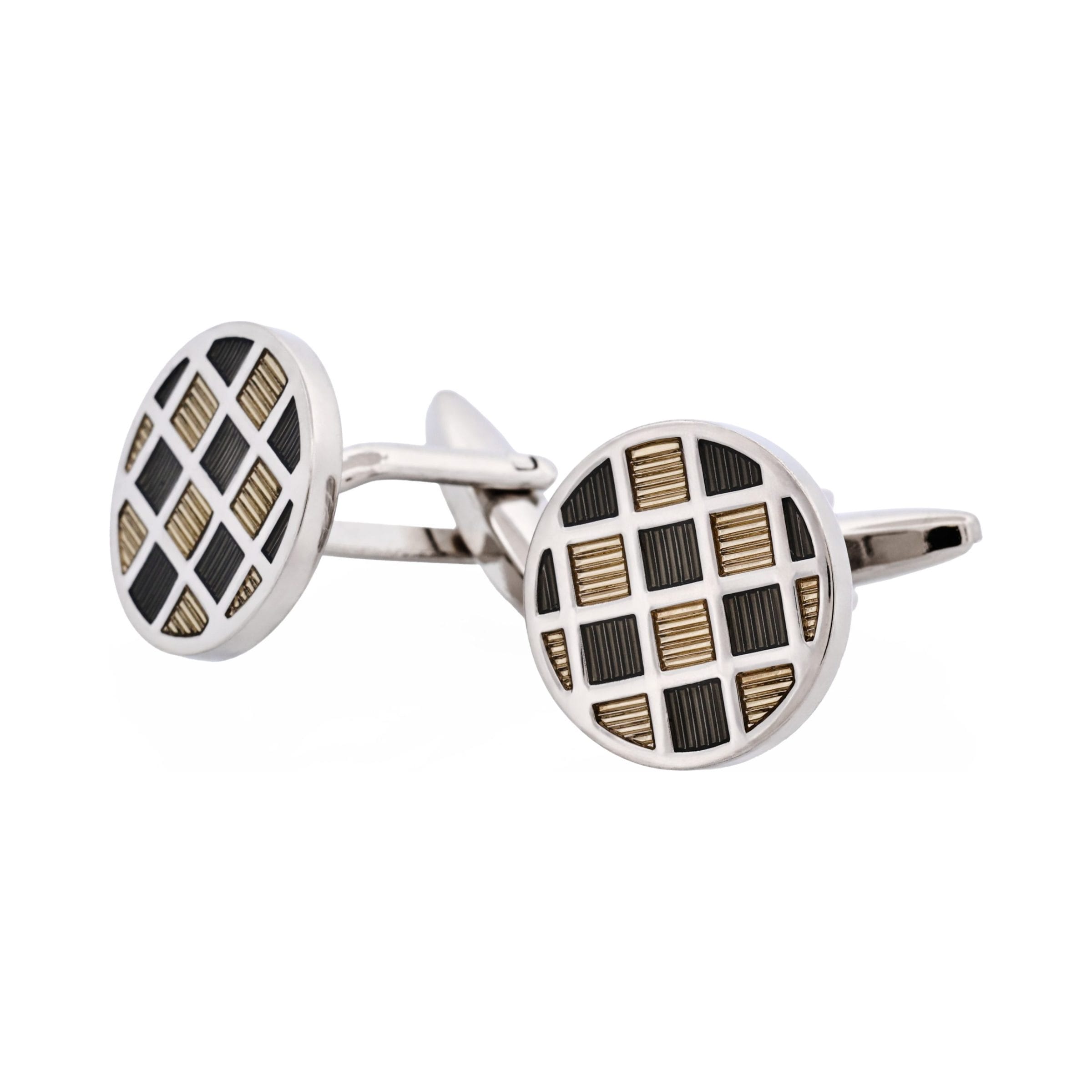 Light & Dark Grey Check Enamel Cufflinks