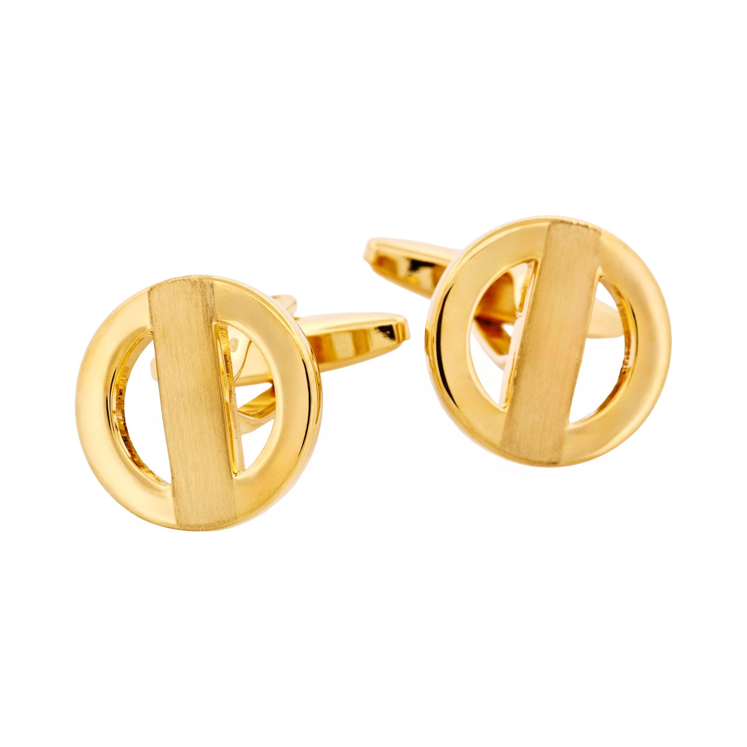 Polished & Brushed Gold Round Cutout Cufflinks