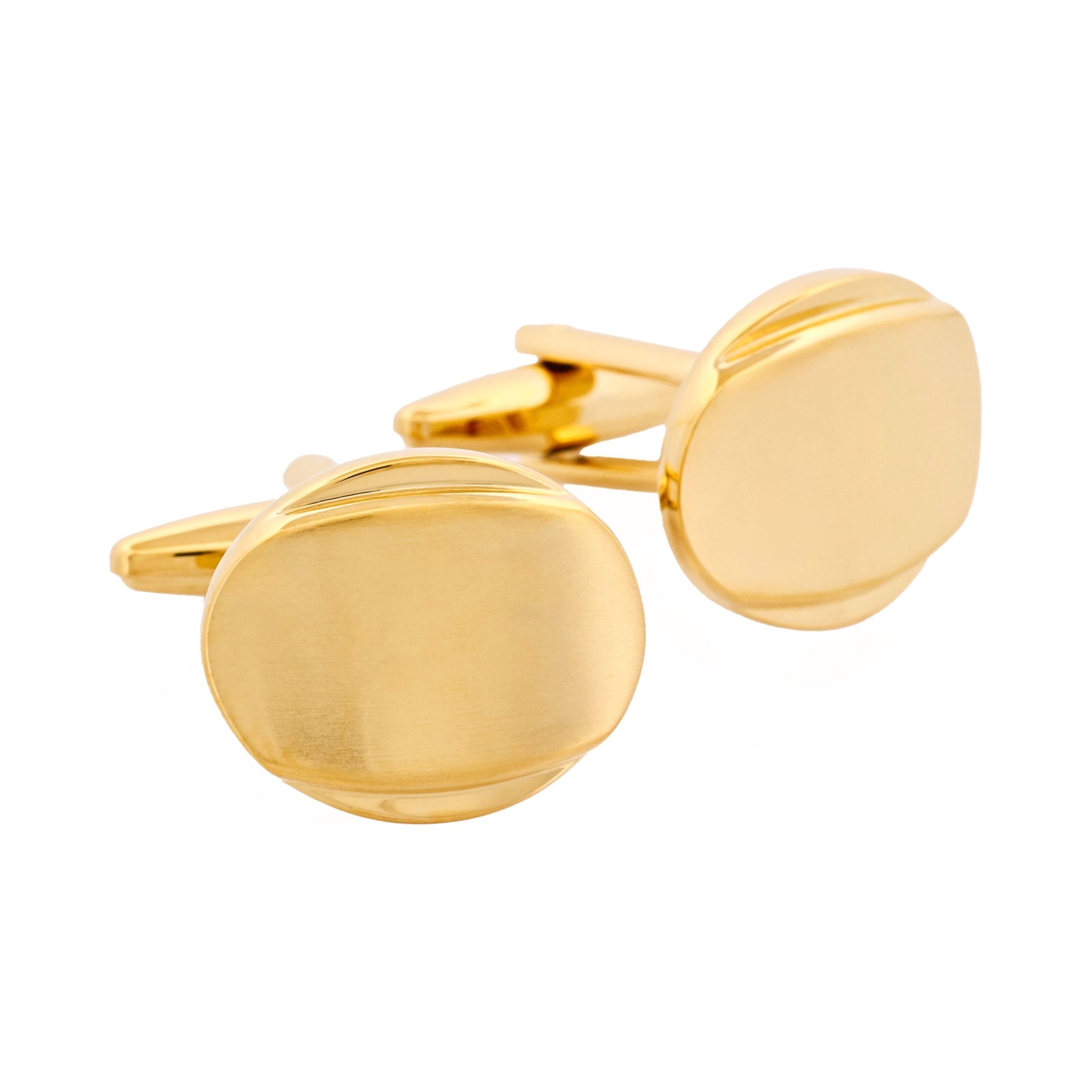Brushed & Polished Plated Oval Cufflinks