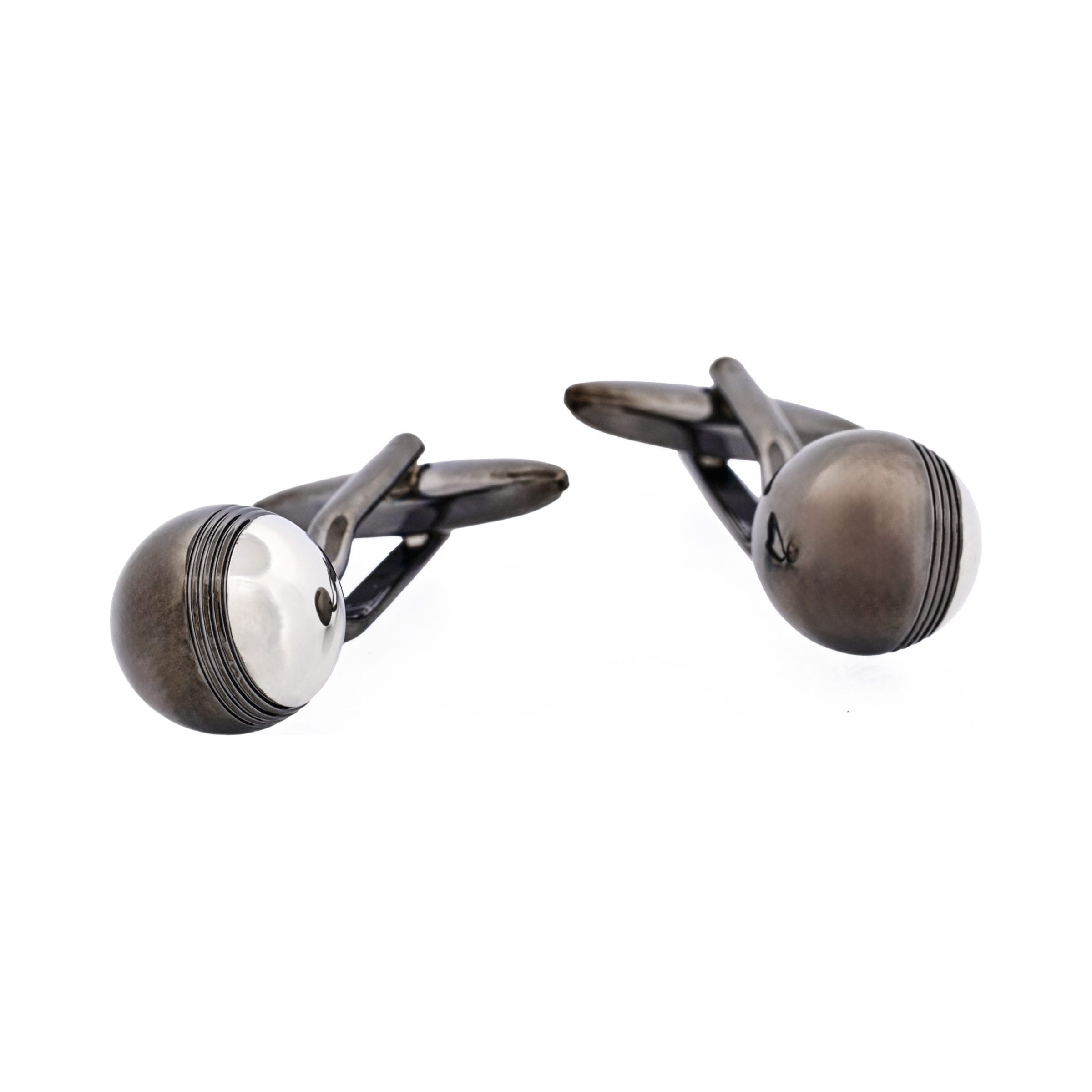 Rhodium/Gun Metal Bowls Ball Cufflinks