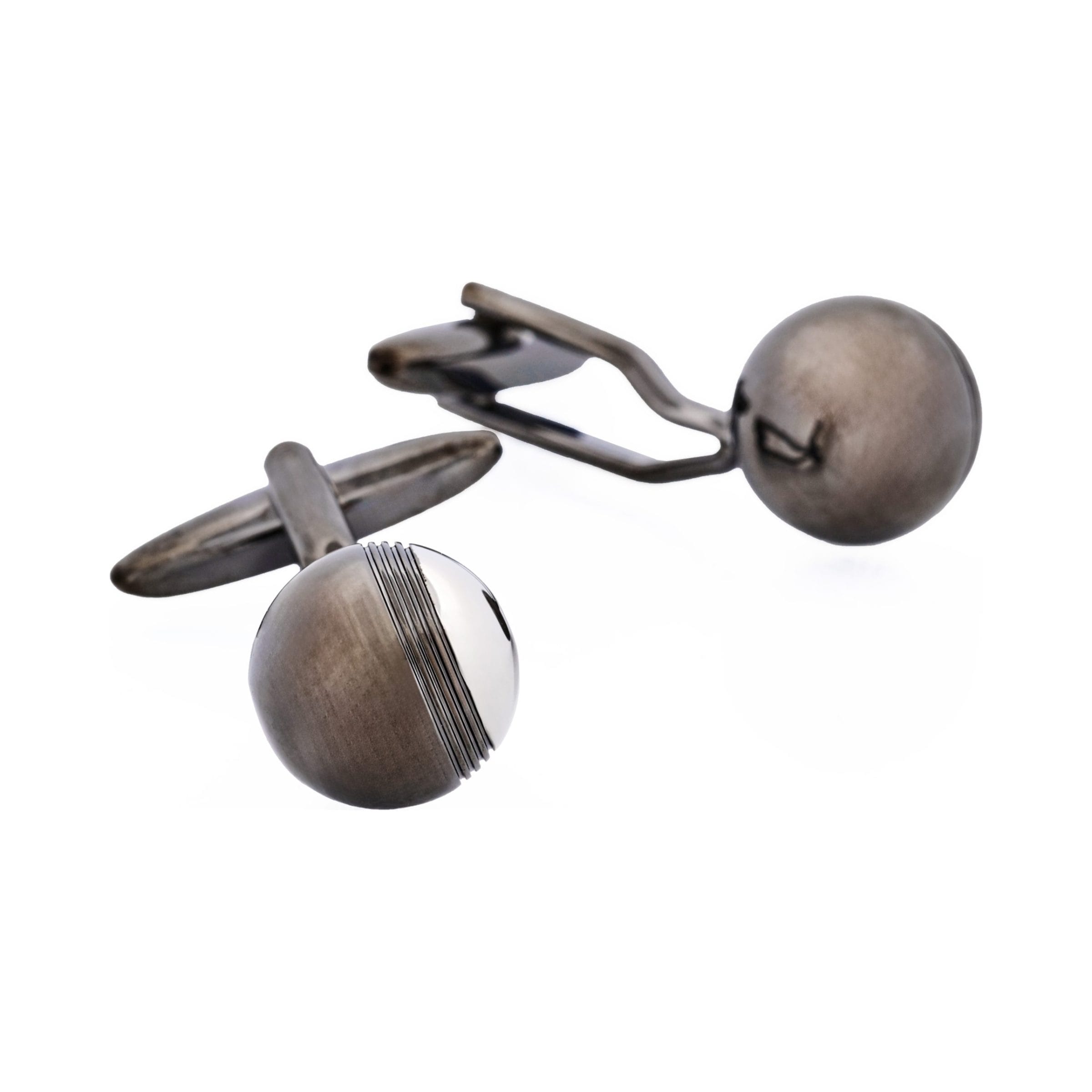 Rhodium/Gun Metal Bowls Ball Cufflinks