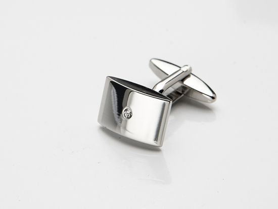 Rhodium Plated Cubic Zirconia Cufflinks
