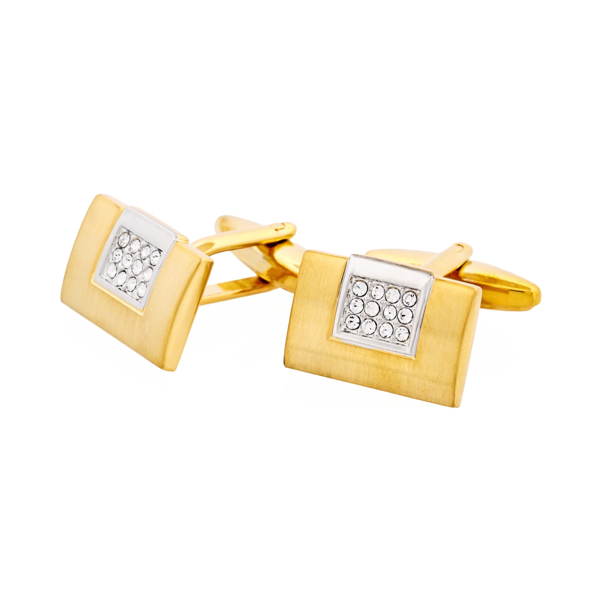 Brushed Gold Plated & Crystal Cufflinks